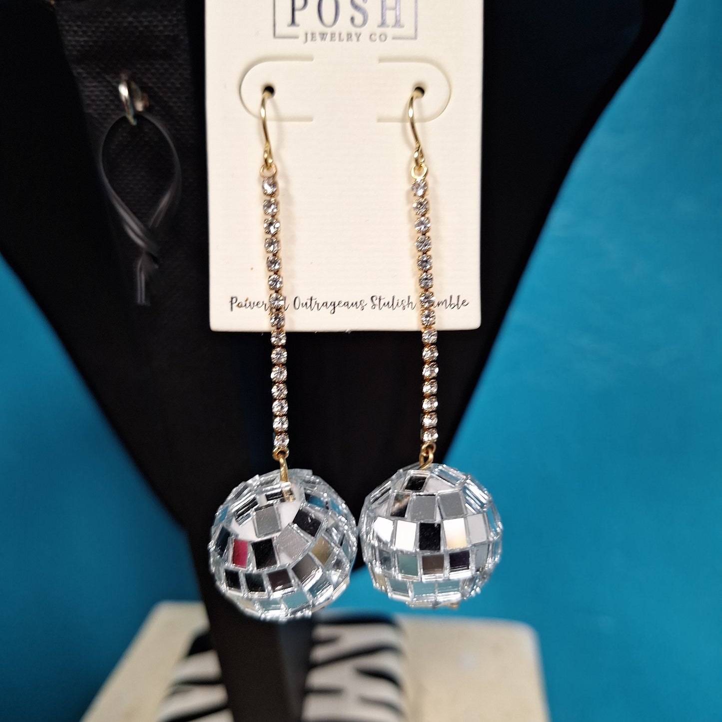 Disco Ball Earrings Gold Setting