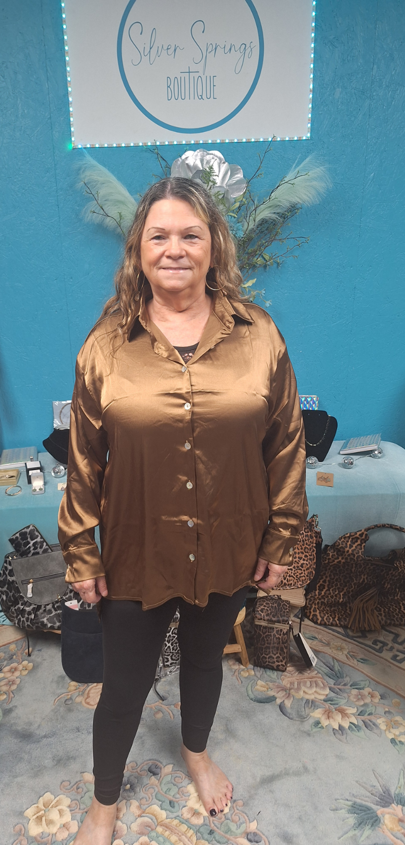 Deep Camel Satin Buhitton Shirt