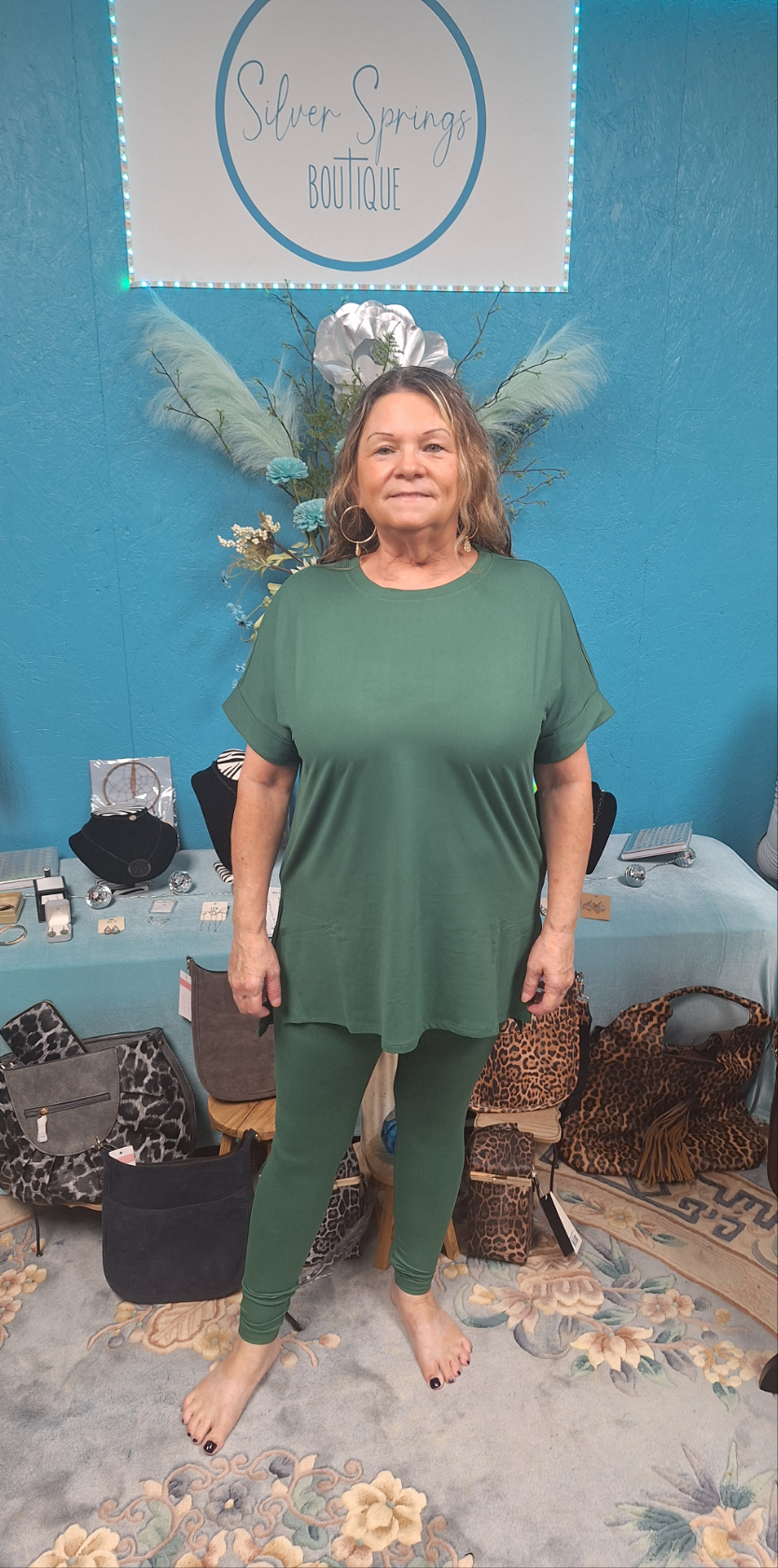 Dark Green Leggings Pant Set