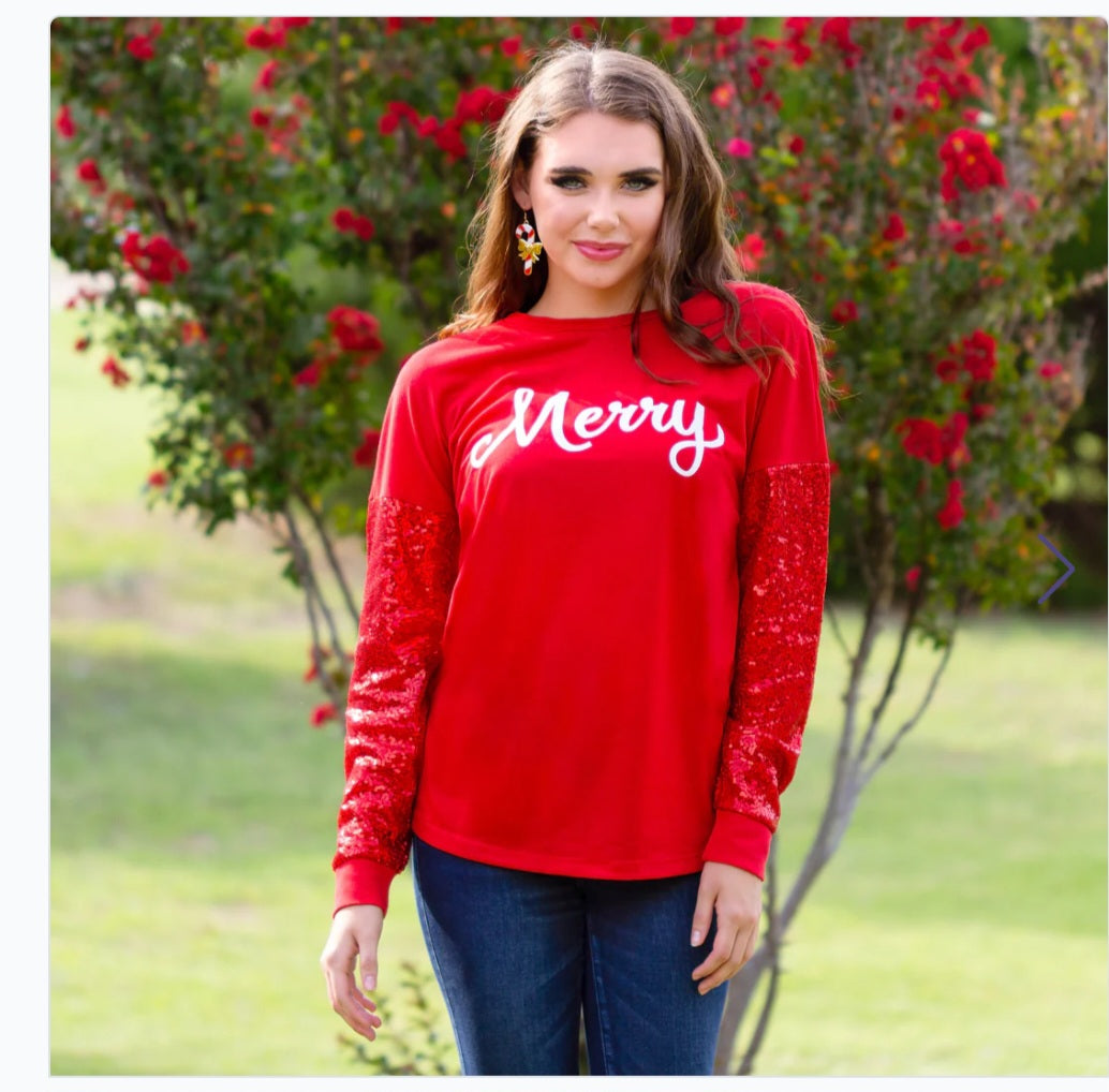 Merry Sequin Sleeves Shirt