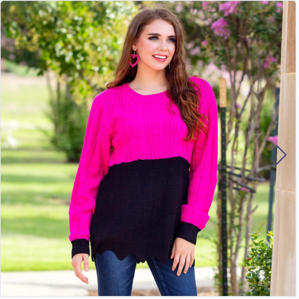 Pink/Black Sweater Top
