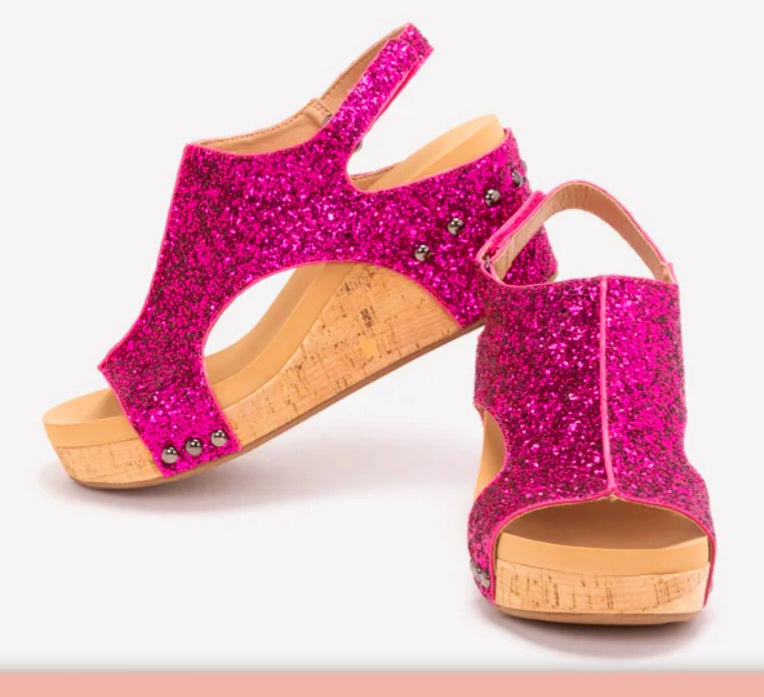 Pink Rhinestone Wedge