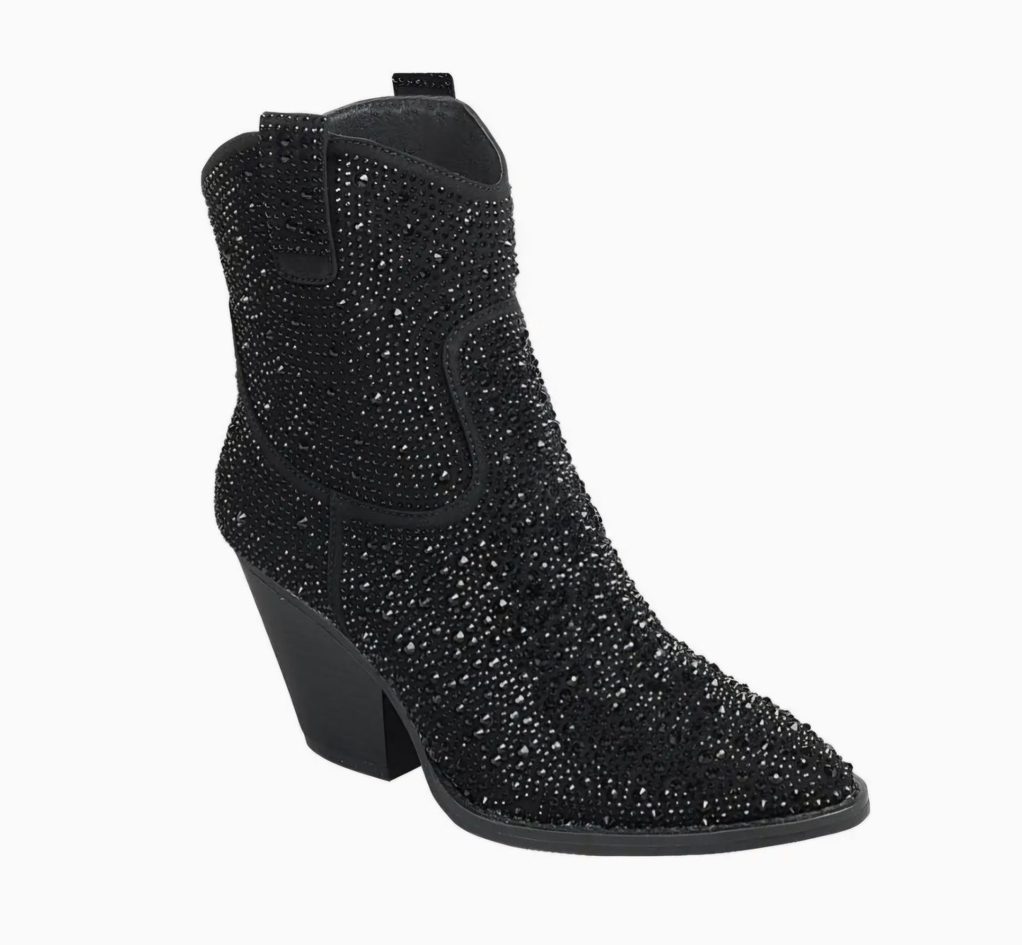 Black Rhinestone Booties