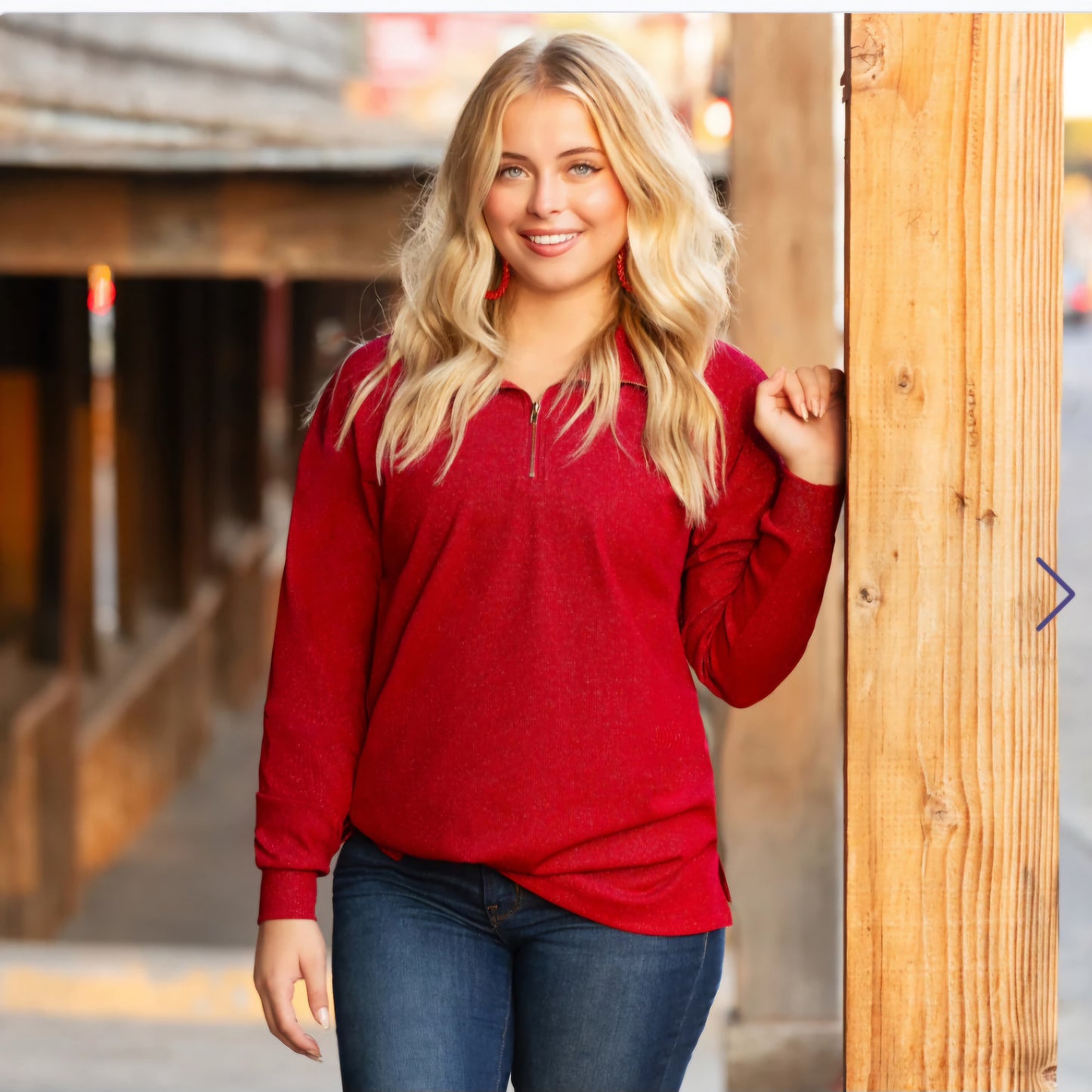 Sparkly Red Half Zip Pullover