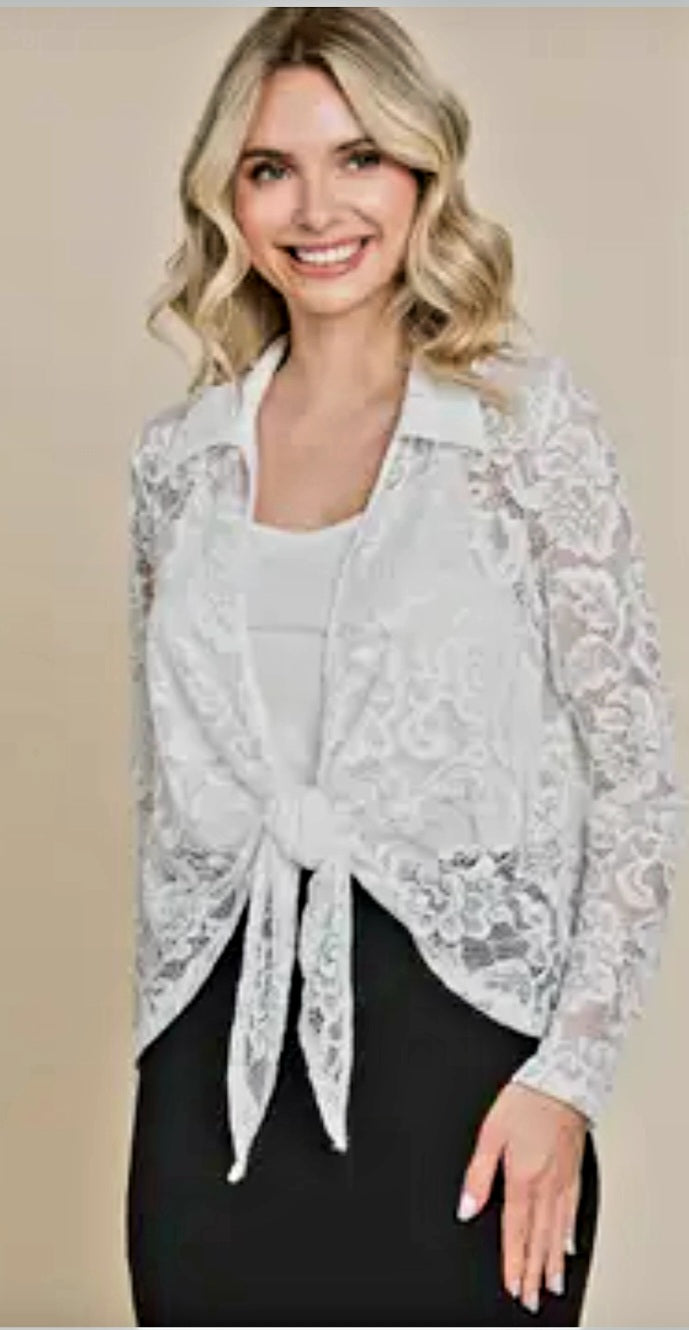 Open Front Tye Lace Cardigan