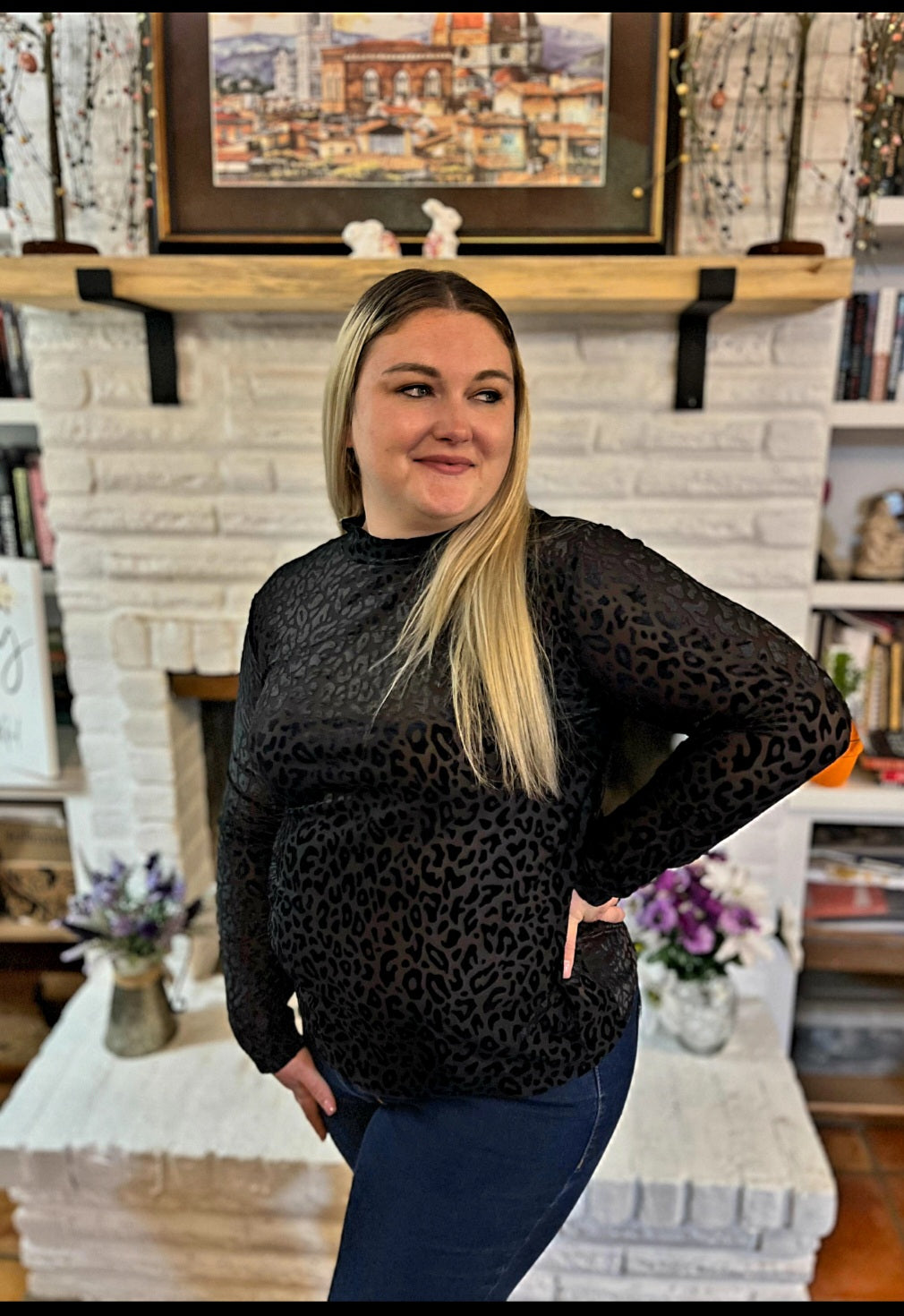 Black Panther Velvet Mesh Top