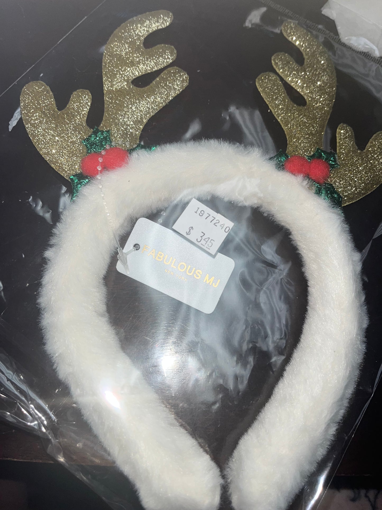White Reindeer Head Band