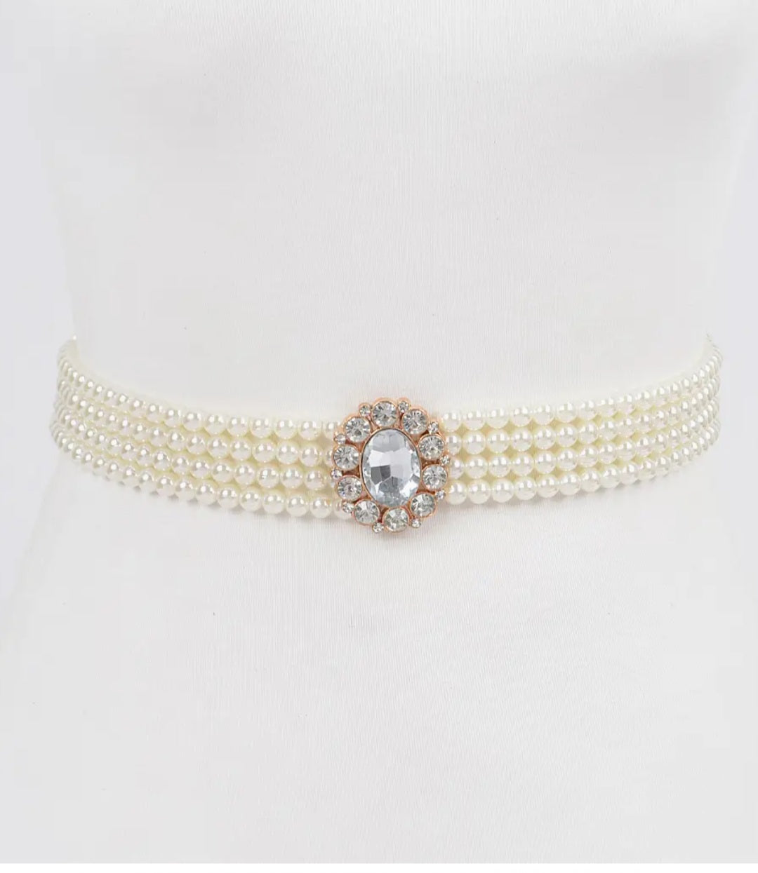 Faux Pearl Stretch Belt