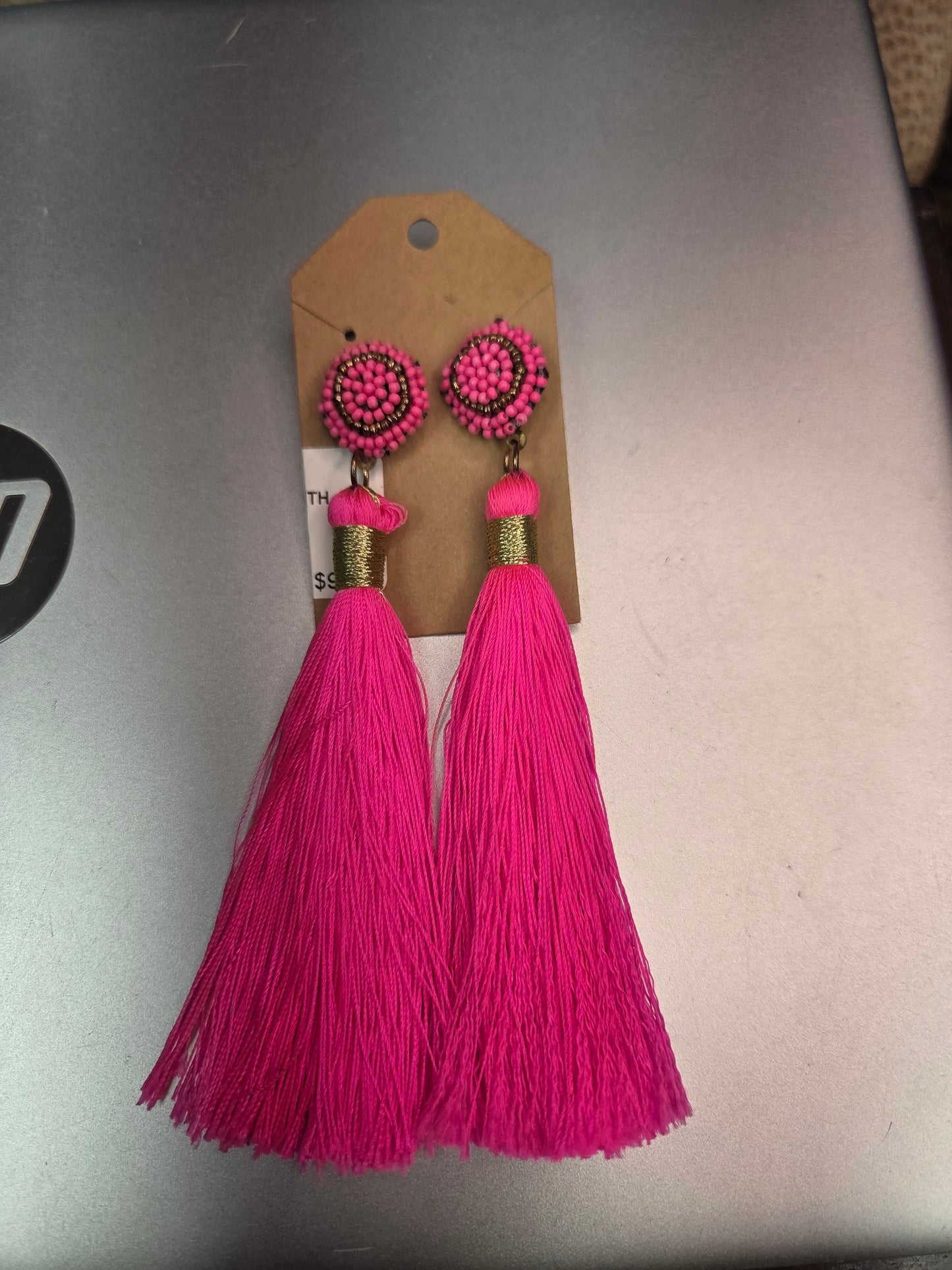 Pink Fringe Earrings