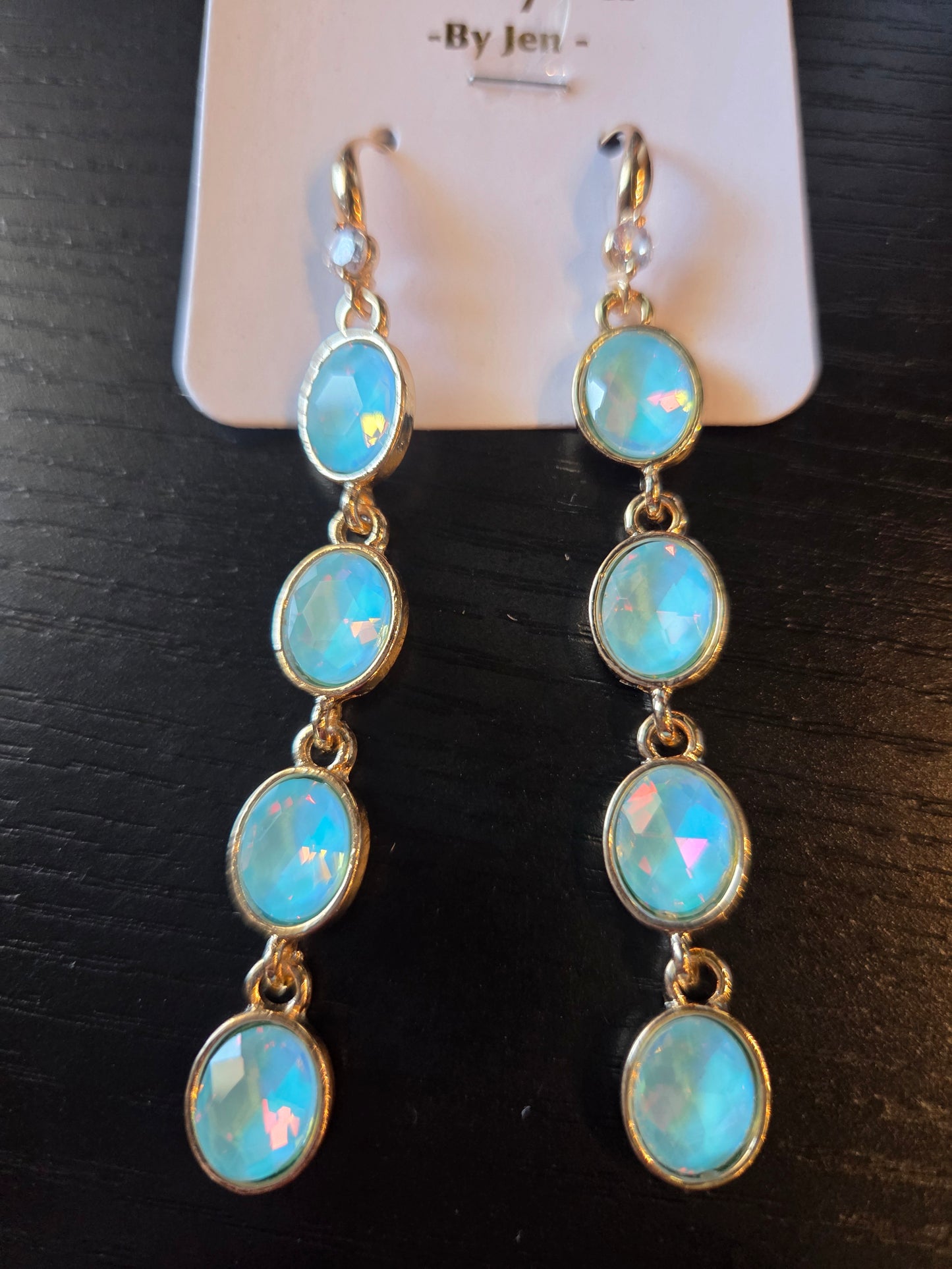 Blue Oblong Earrings