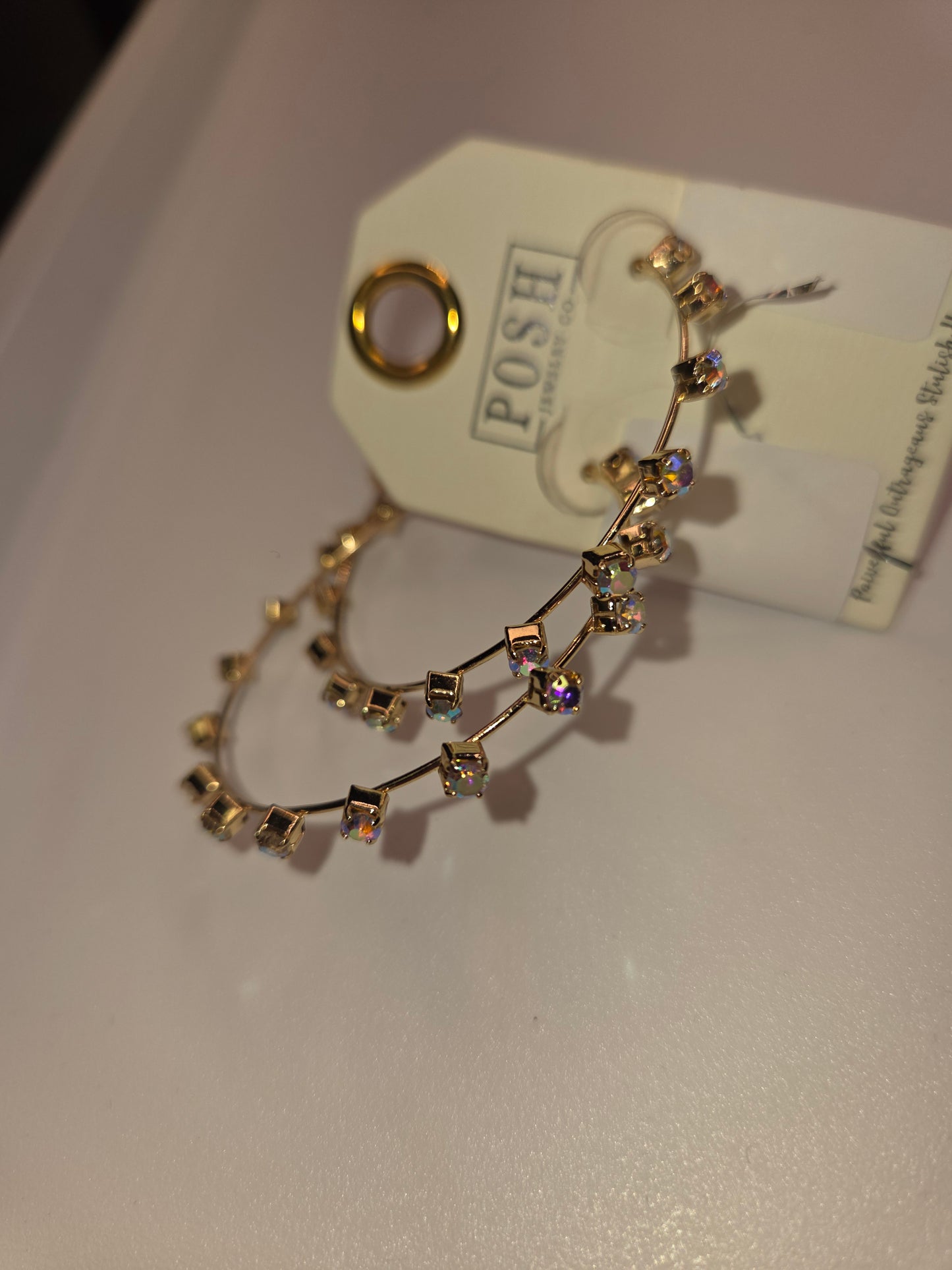 Gold Rhinestone Hoops