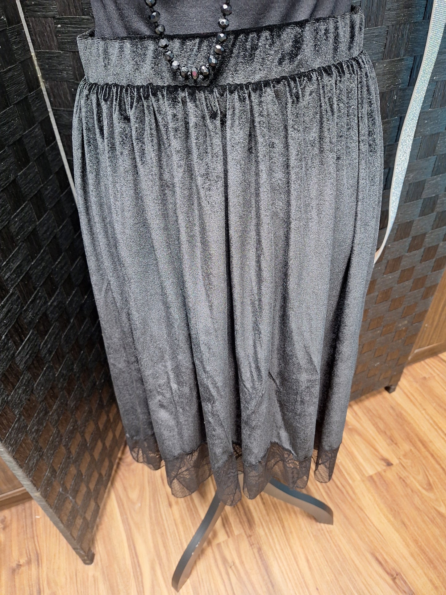 Black Velvet with Lace Skirt