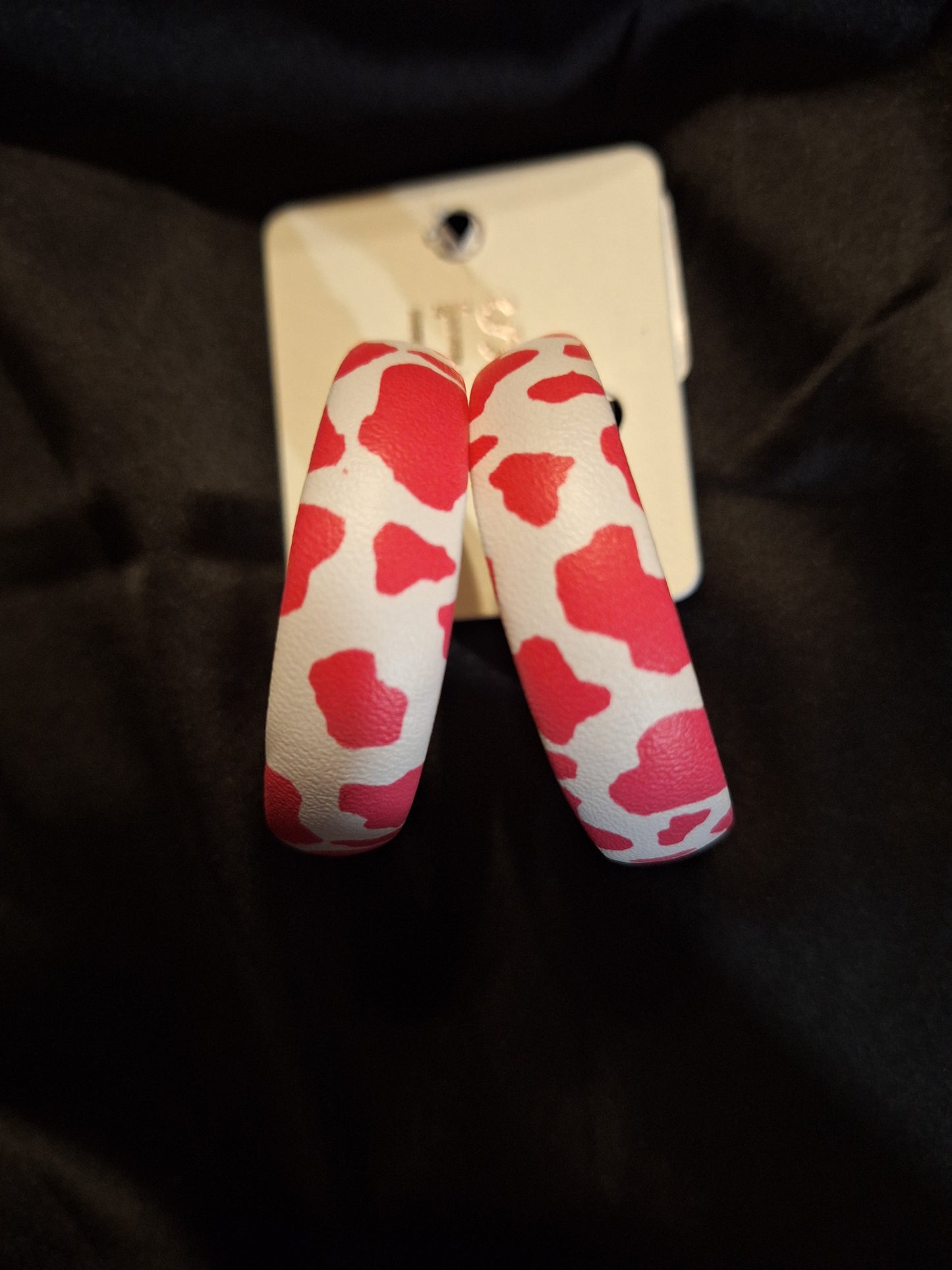 Pink Cow Print Hoops
