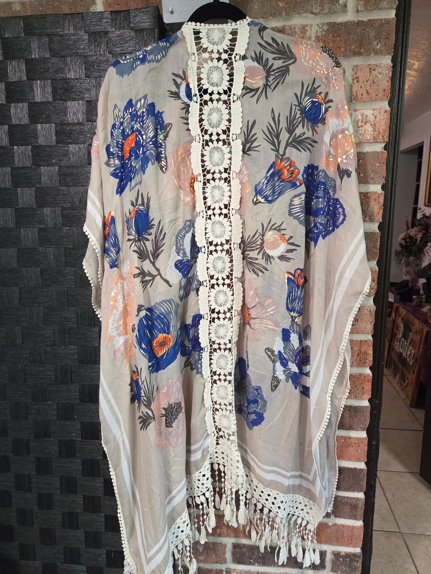 Blue/Gold Flower Cardigan