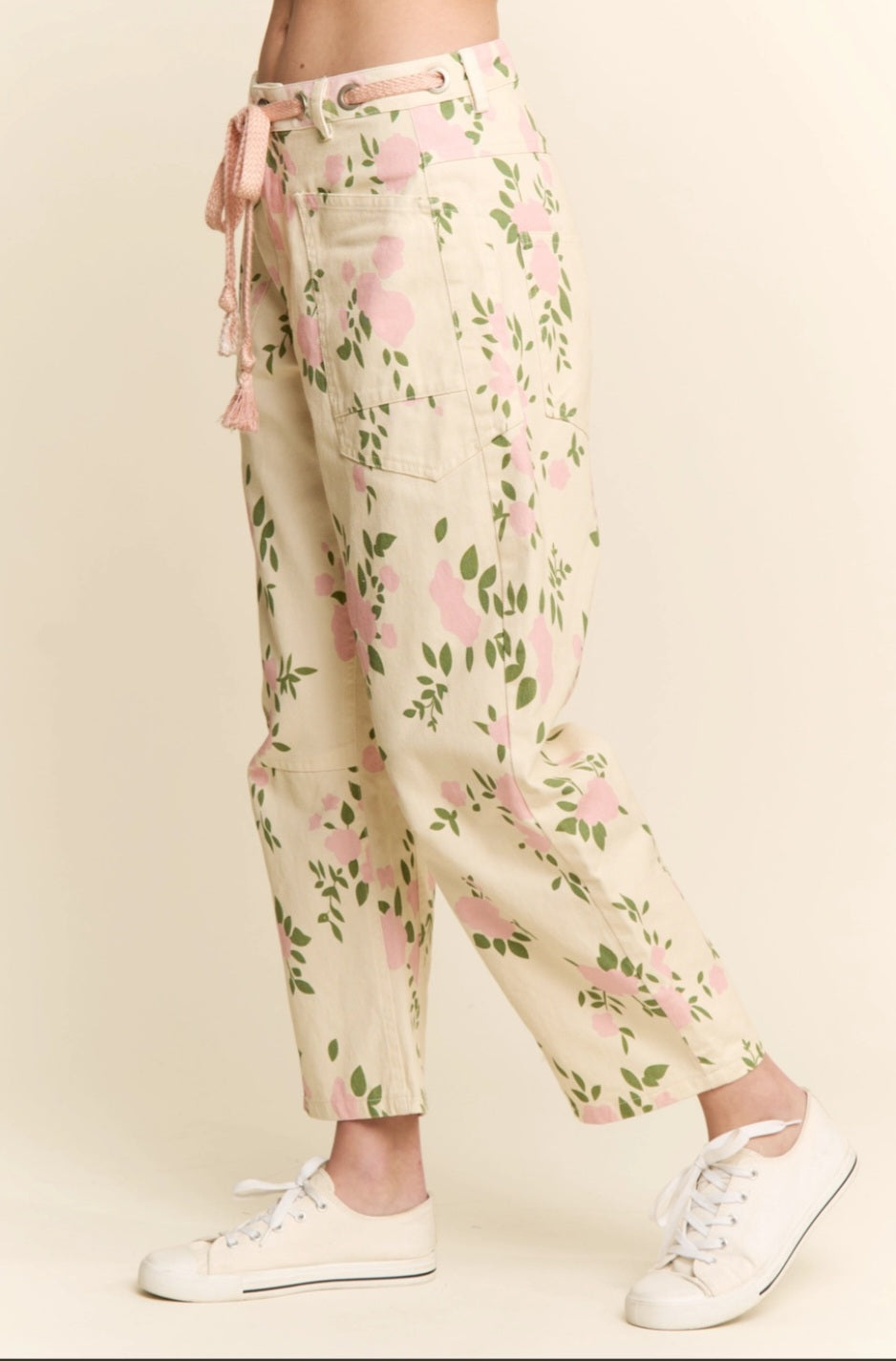 Floral Print Barrel Pants
