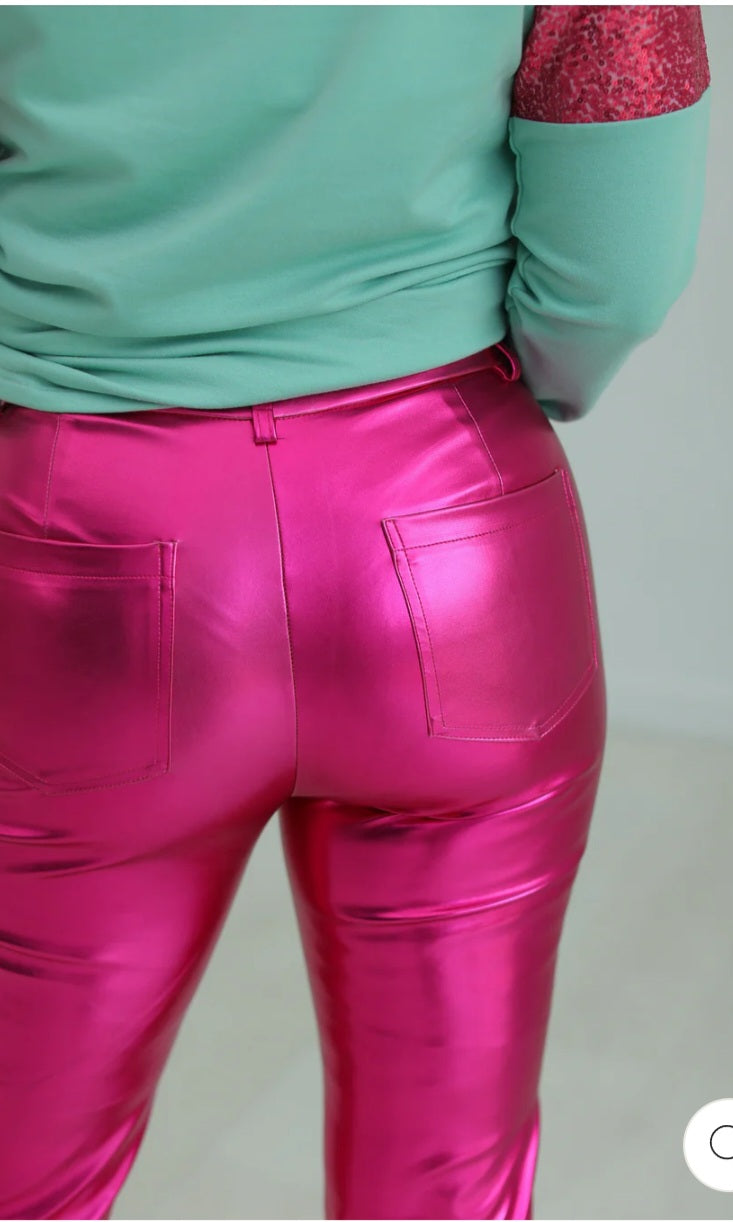 Pink Metallic Pants