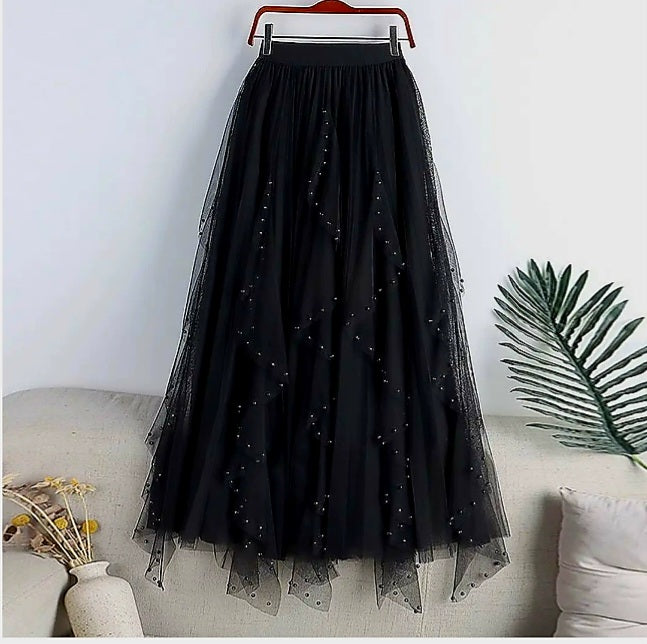 Pleated Beaded Skirt