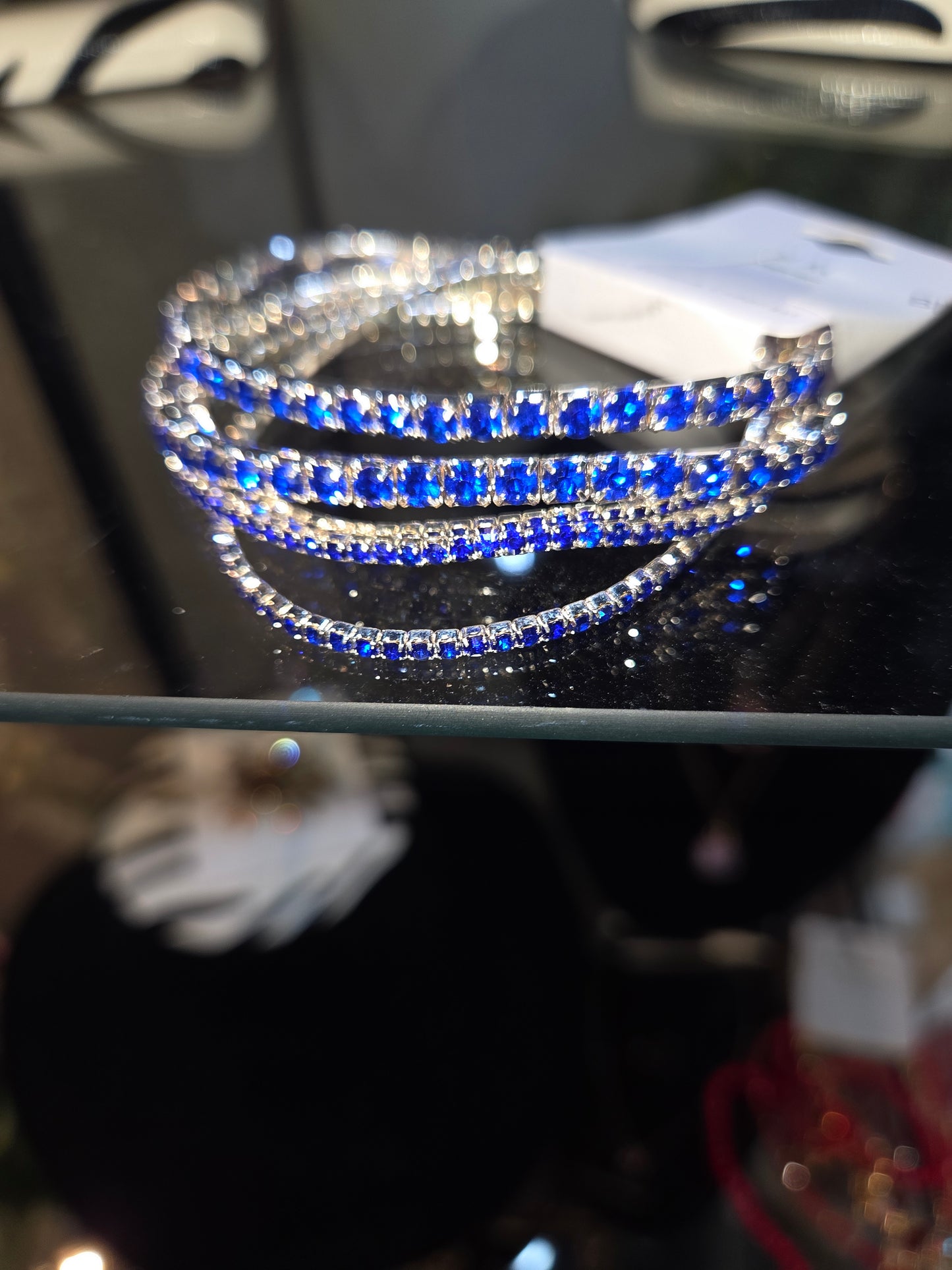Blue Rhinestone Bracelet Set