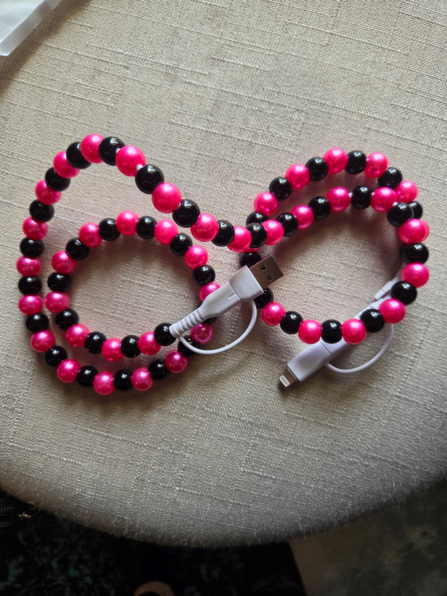 Black/Hot Pink Charging Cord 4 Way Charger