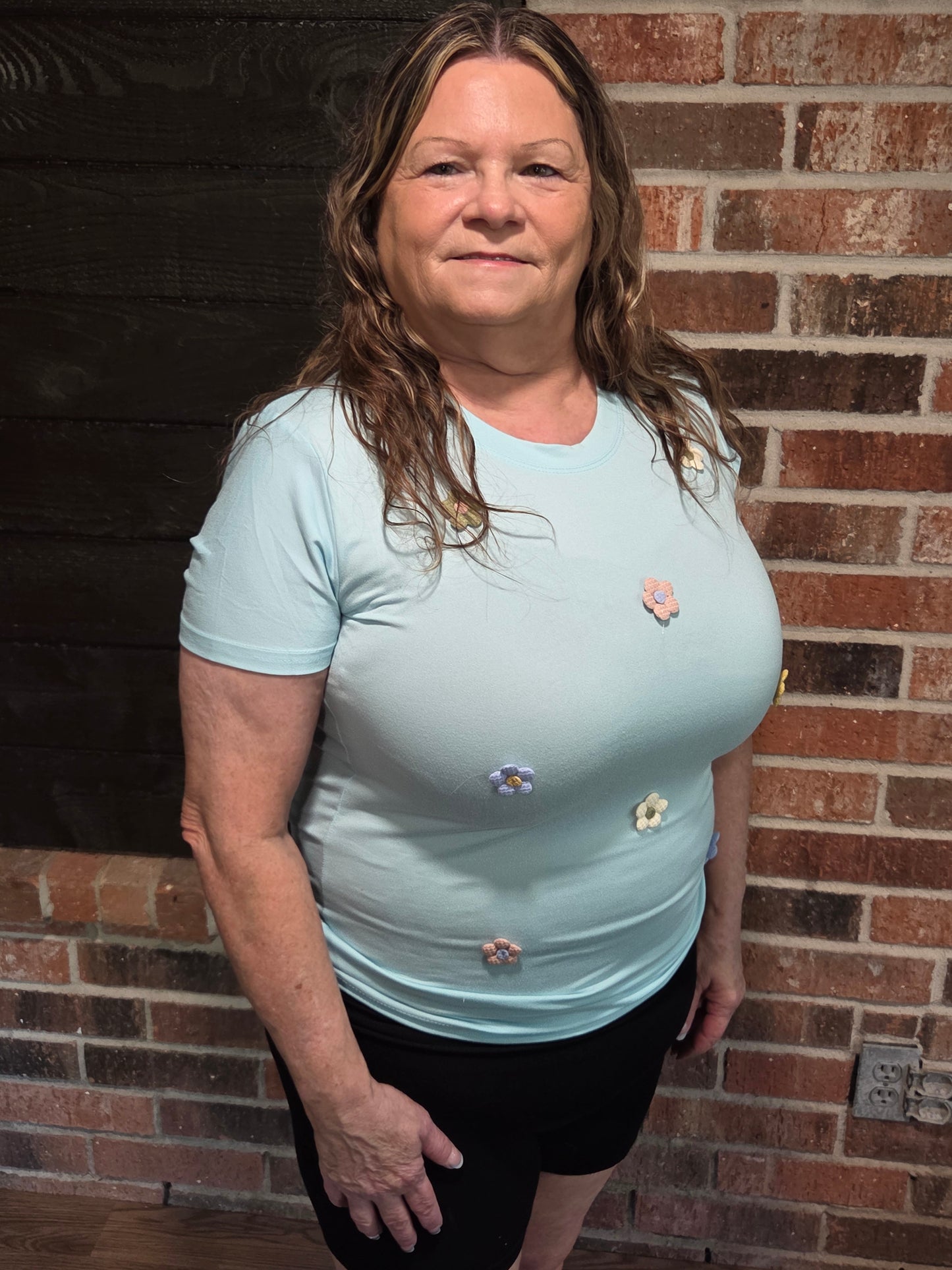 Fitted Shirt with Mini Colored Flowers
