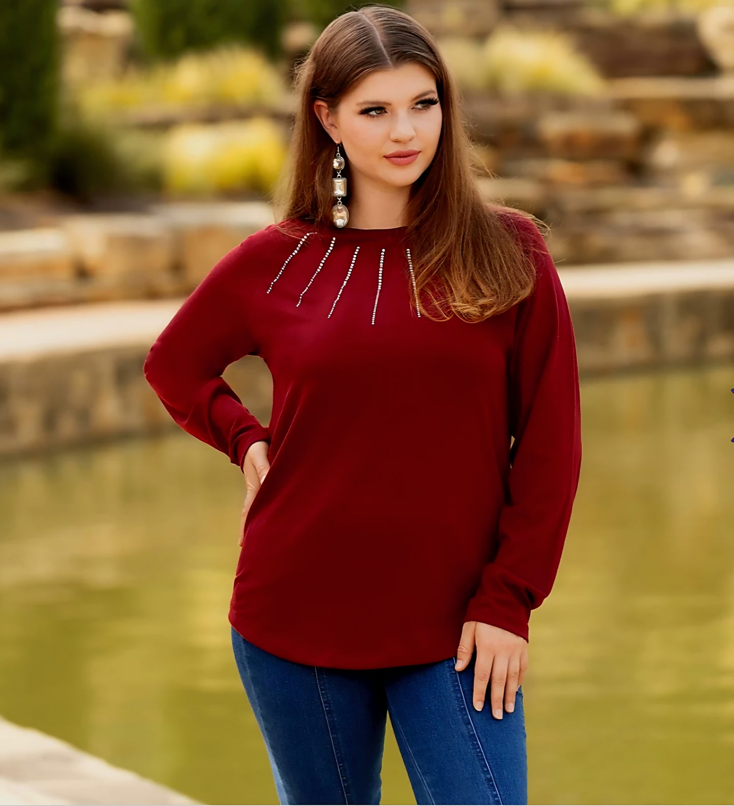 Burgundy Rhinestone Top