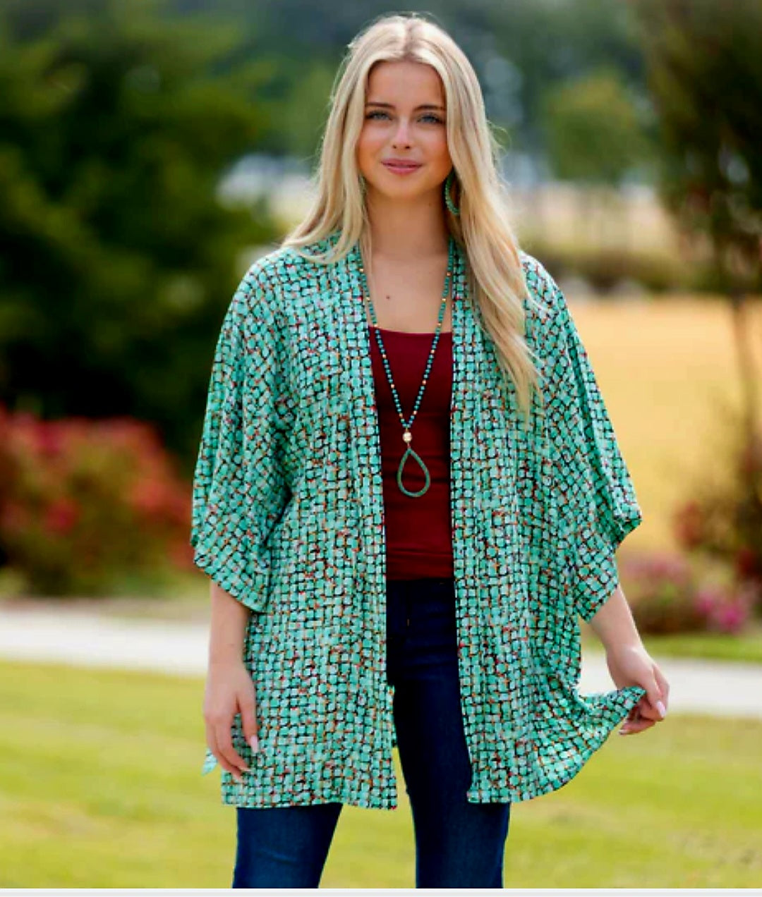 Geometric Print Duster