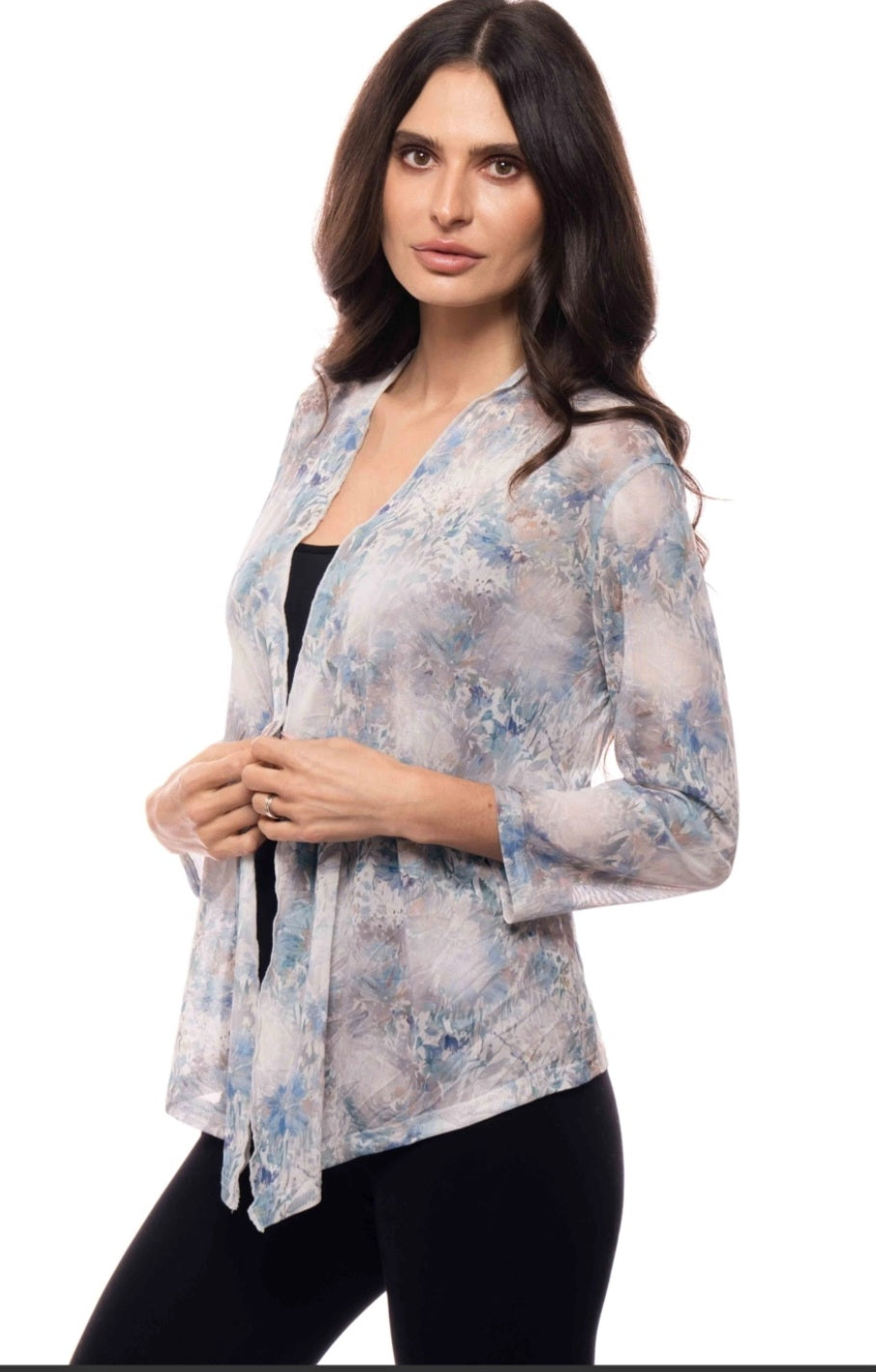 Printed Mesh Open Front Top