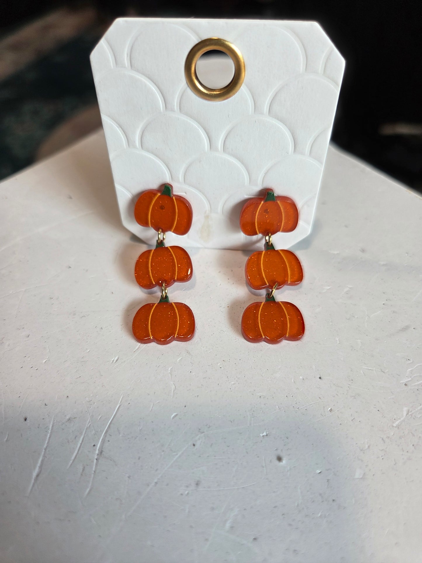 Pumpkin Triple Dangle Earrings