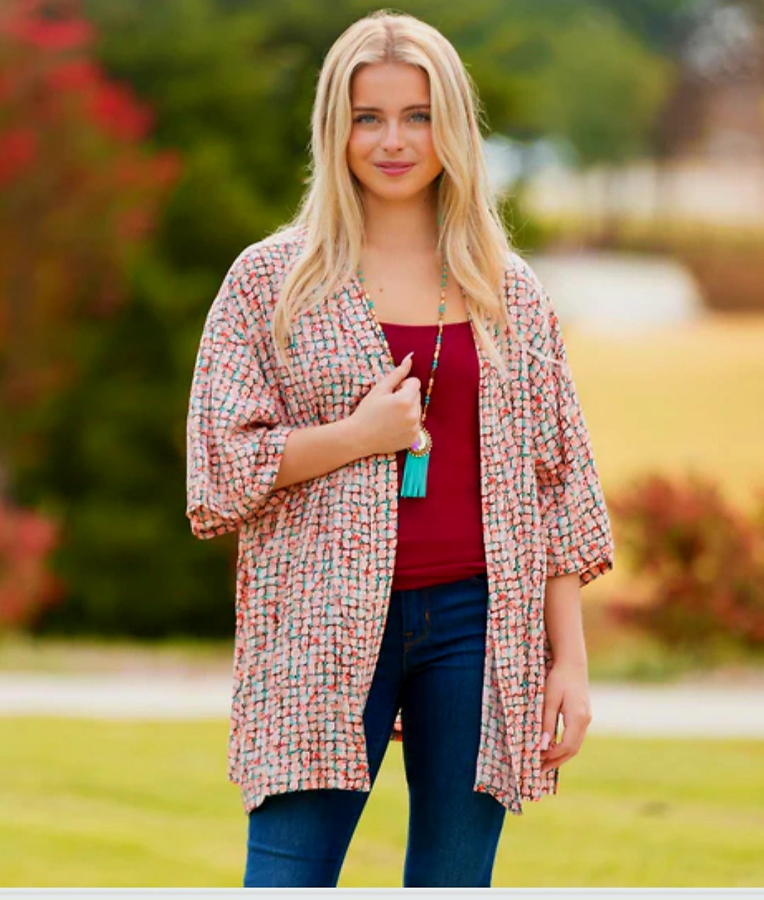 Geometric Print Duster