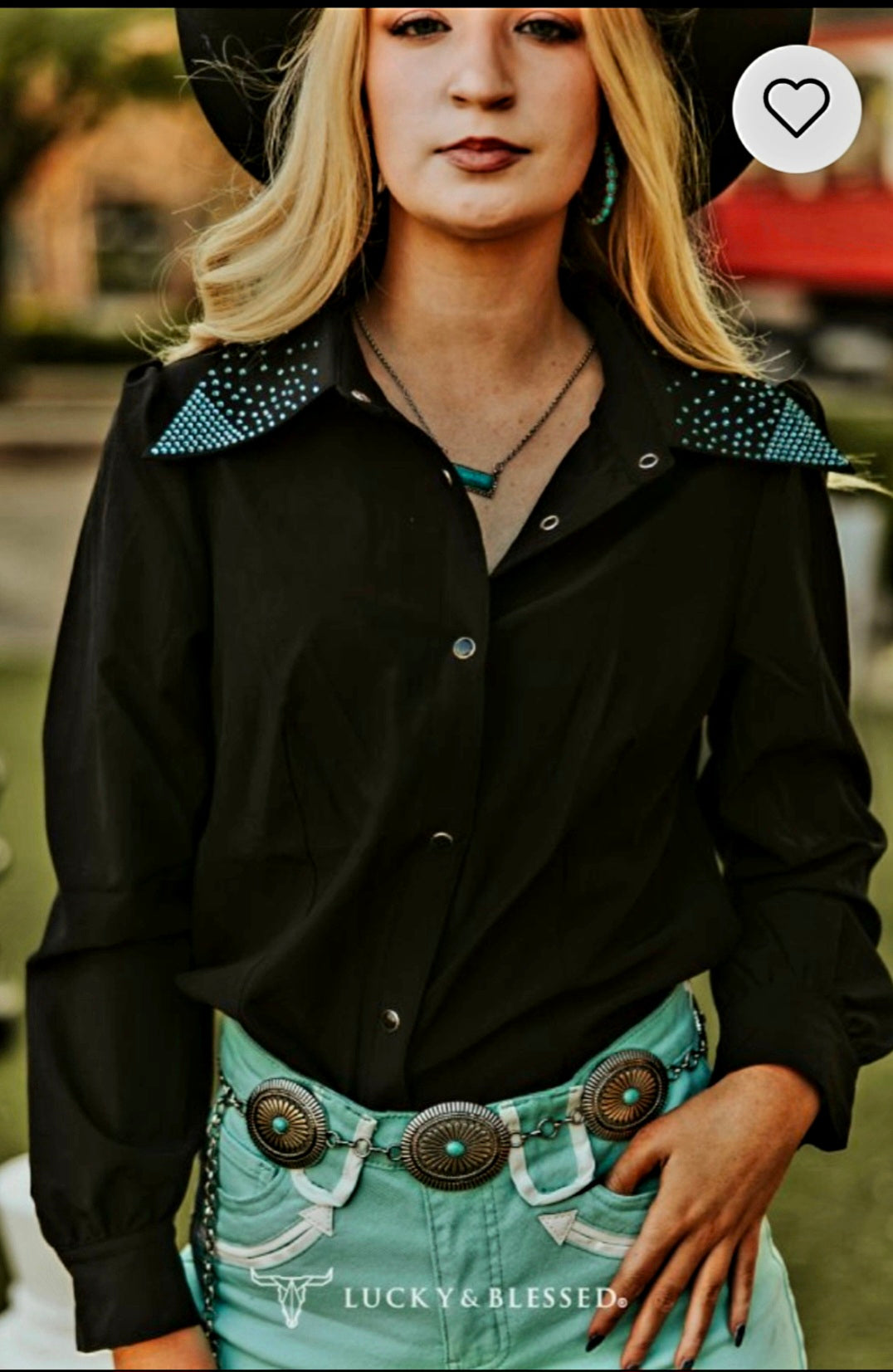 Button Down with Rhinestone Collar