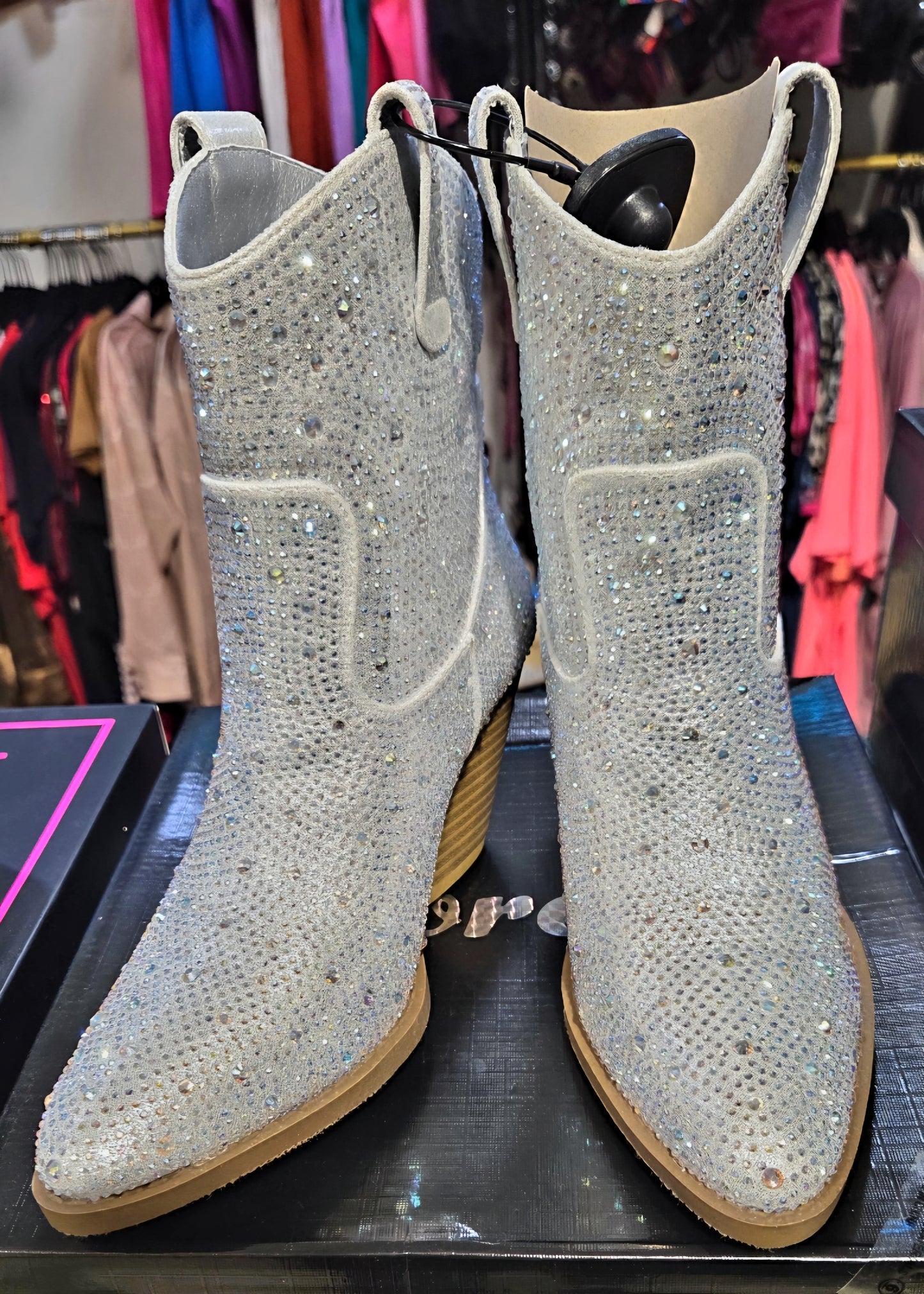 Silver Rhinestone Boots