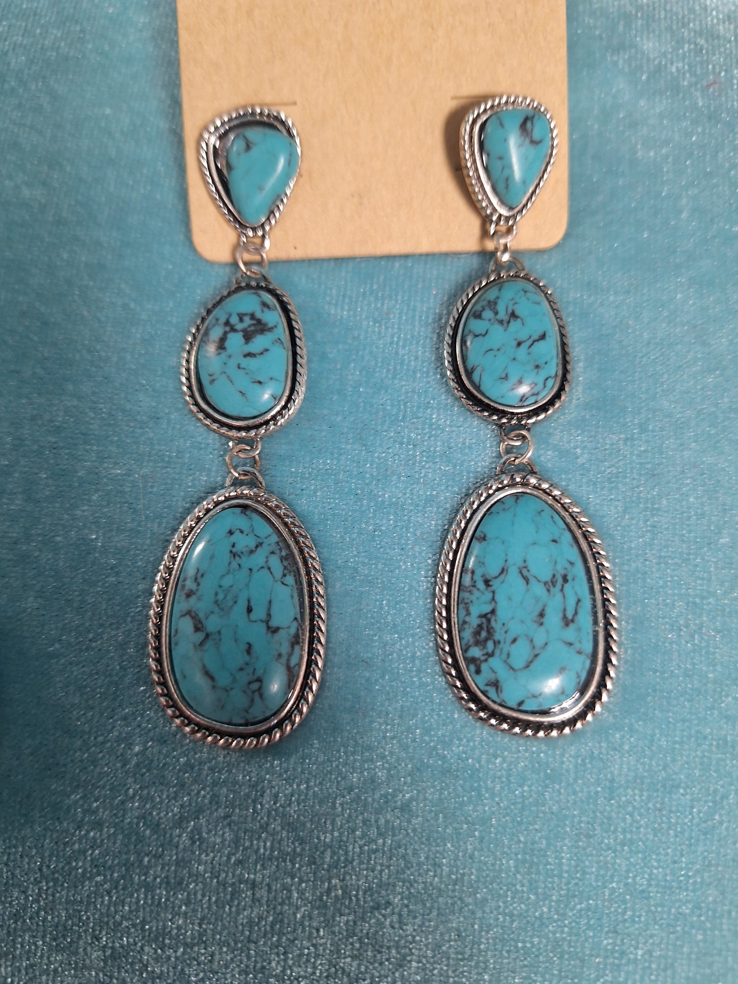 Triple Stone Earrings