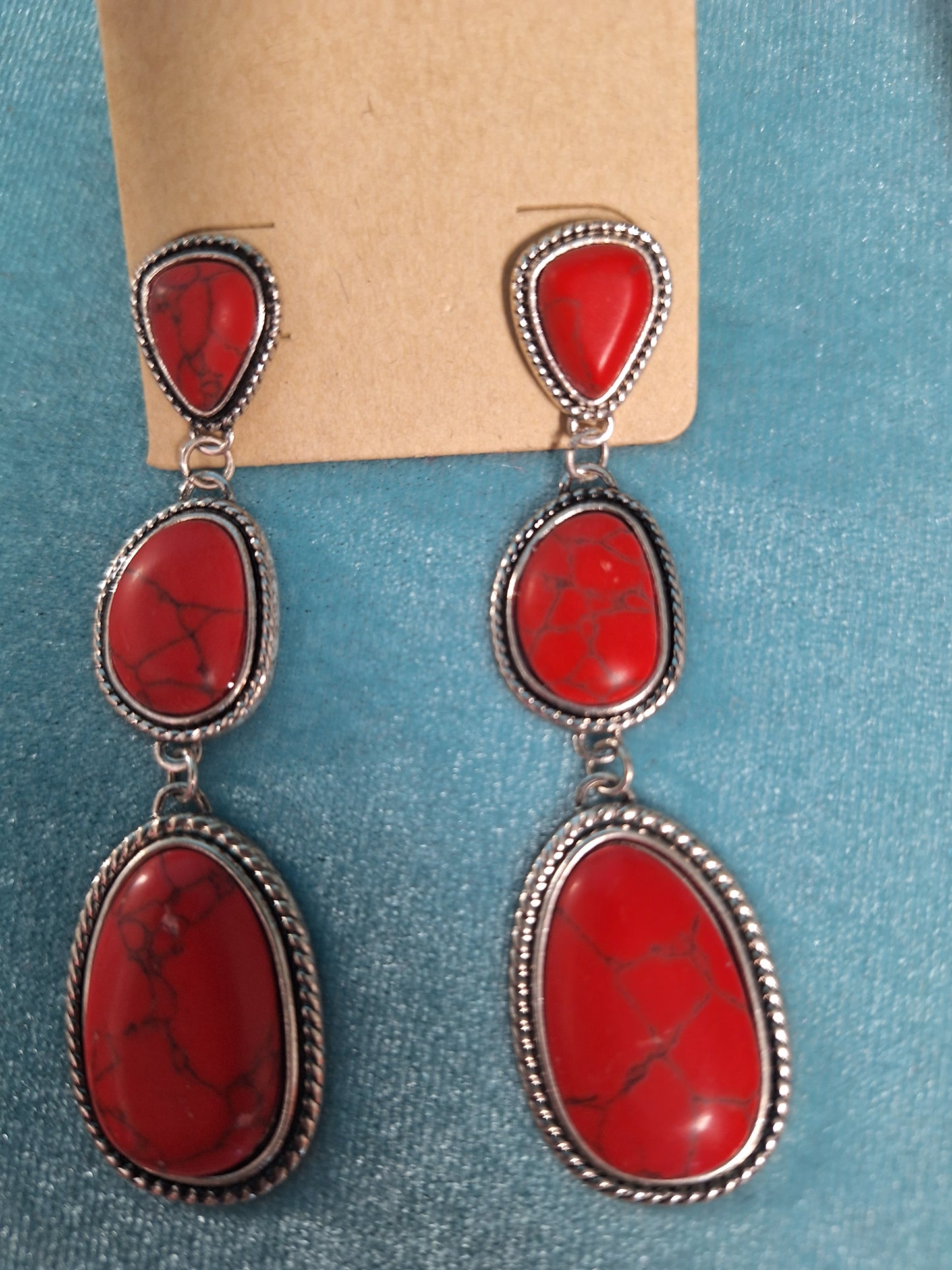 Triple Stone Earrings