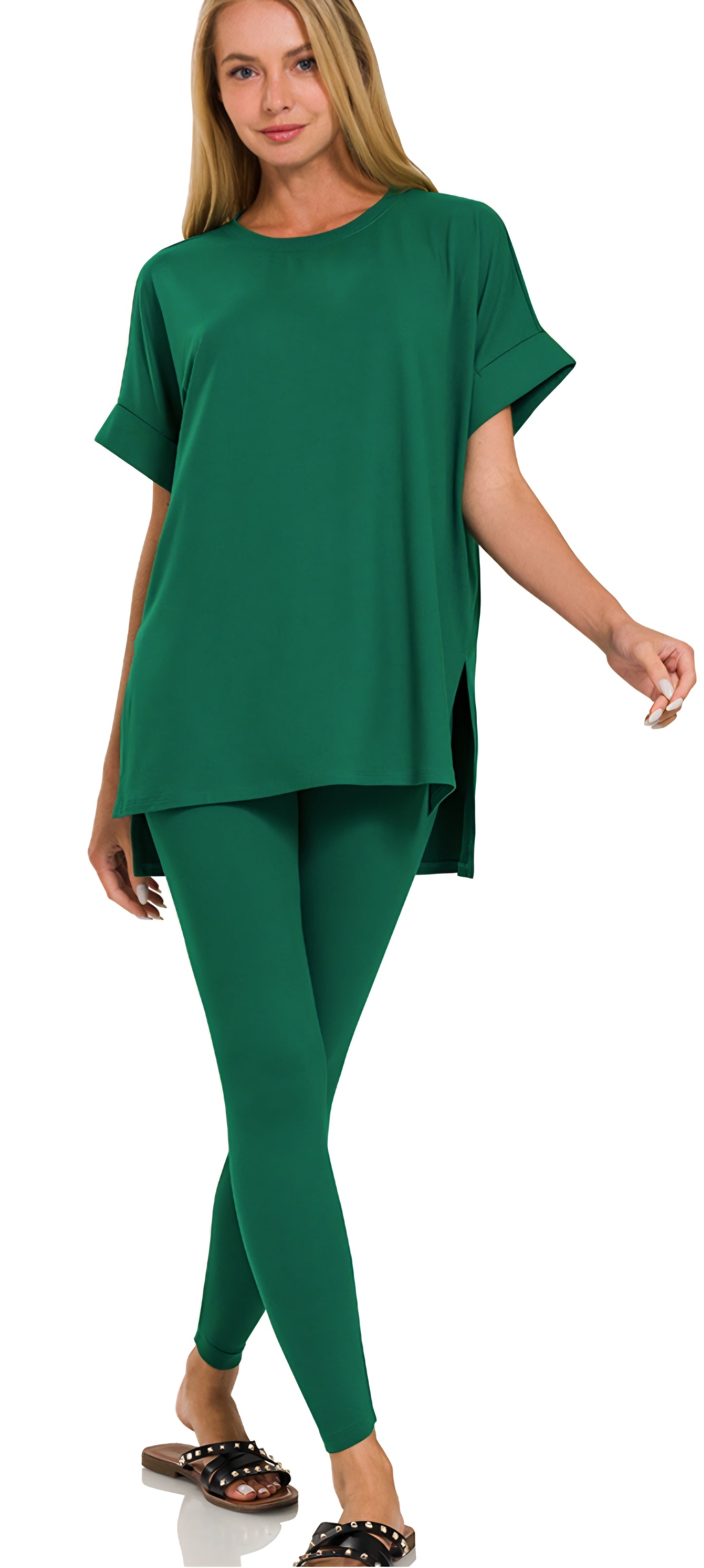 Dark Green Leggings Pant Set