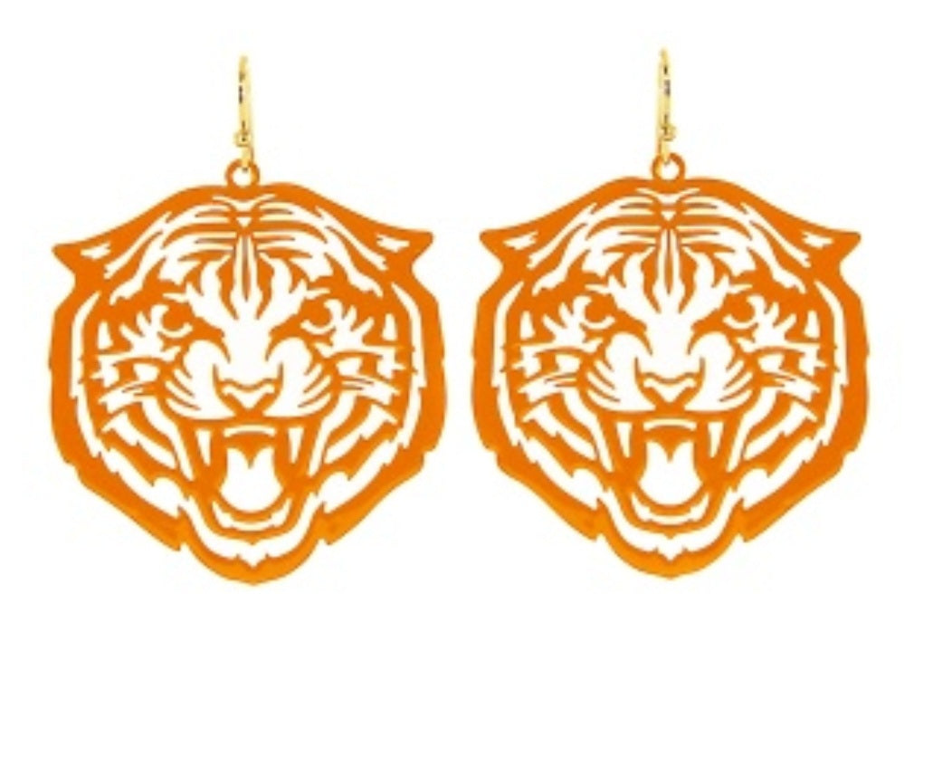 Laser Cut Tiger Earrings