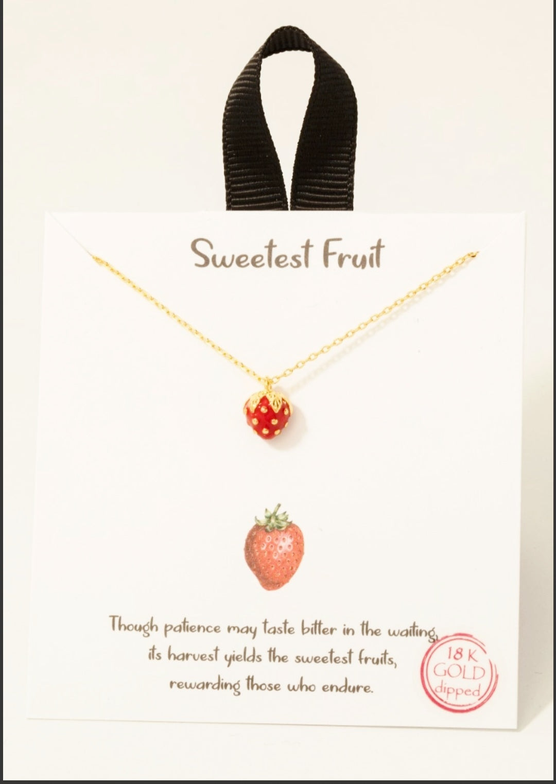 Gold Dipped Epoxy Strawberry Necklace