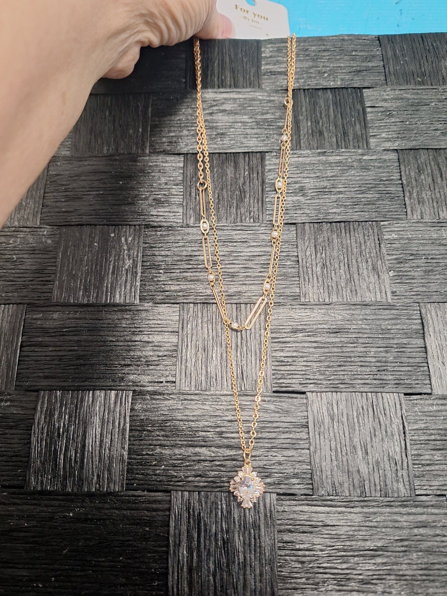 Double Necklace with Tiny Pearls