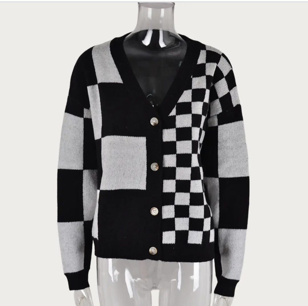 Black/White Checkered Sweater
