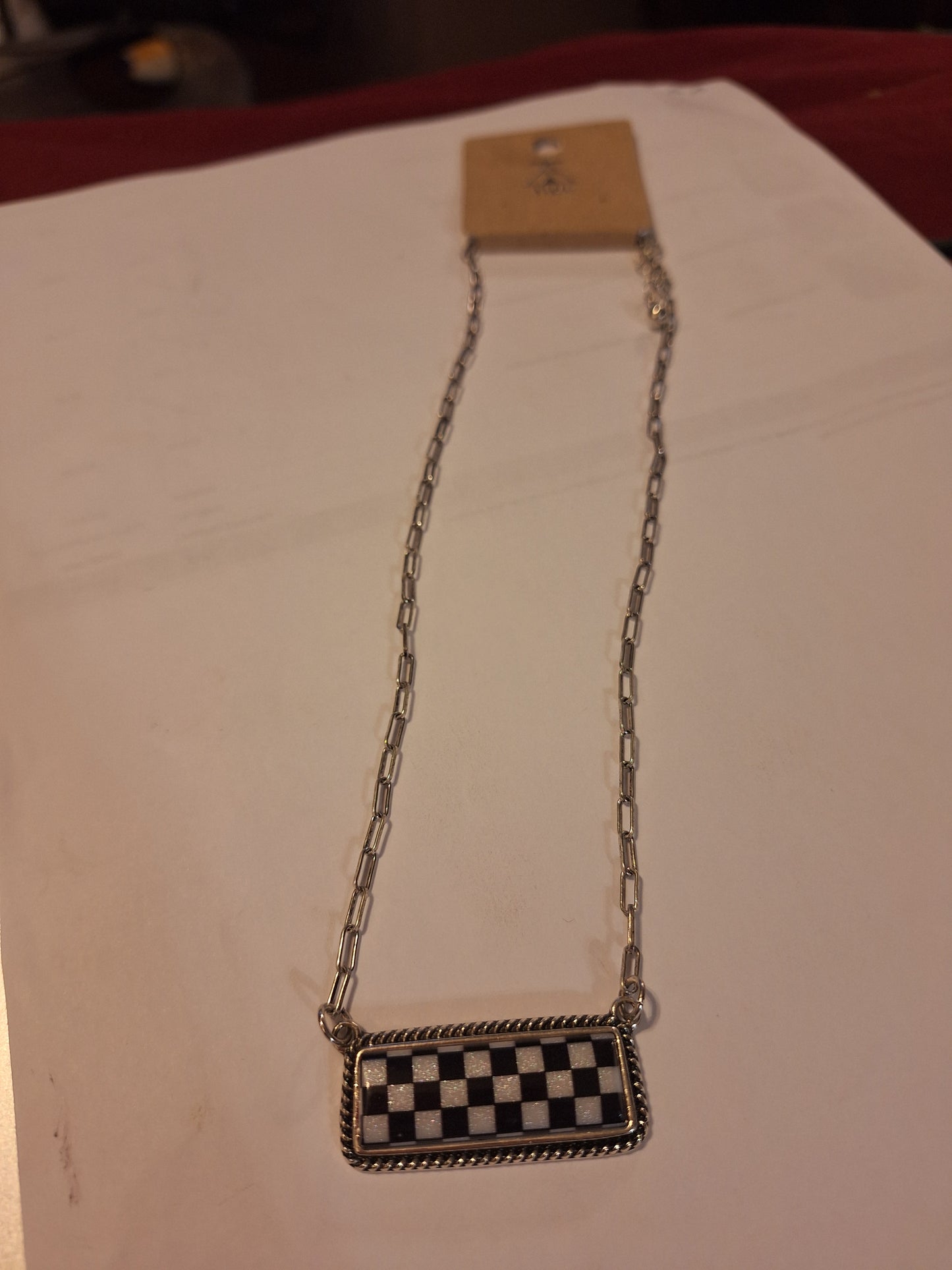 Western Checker Bar Necklace