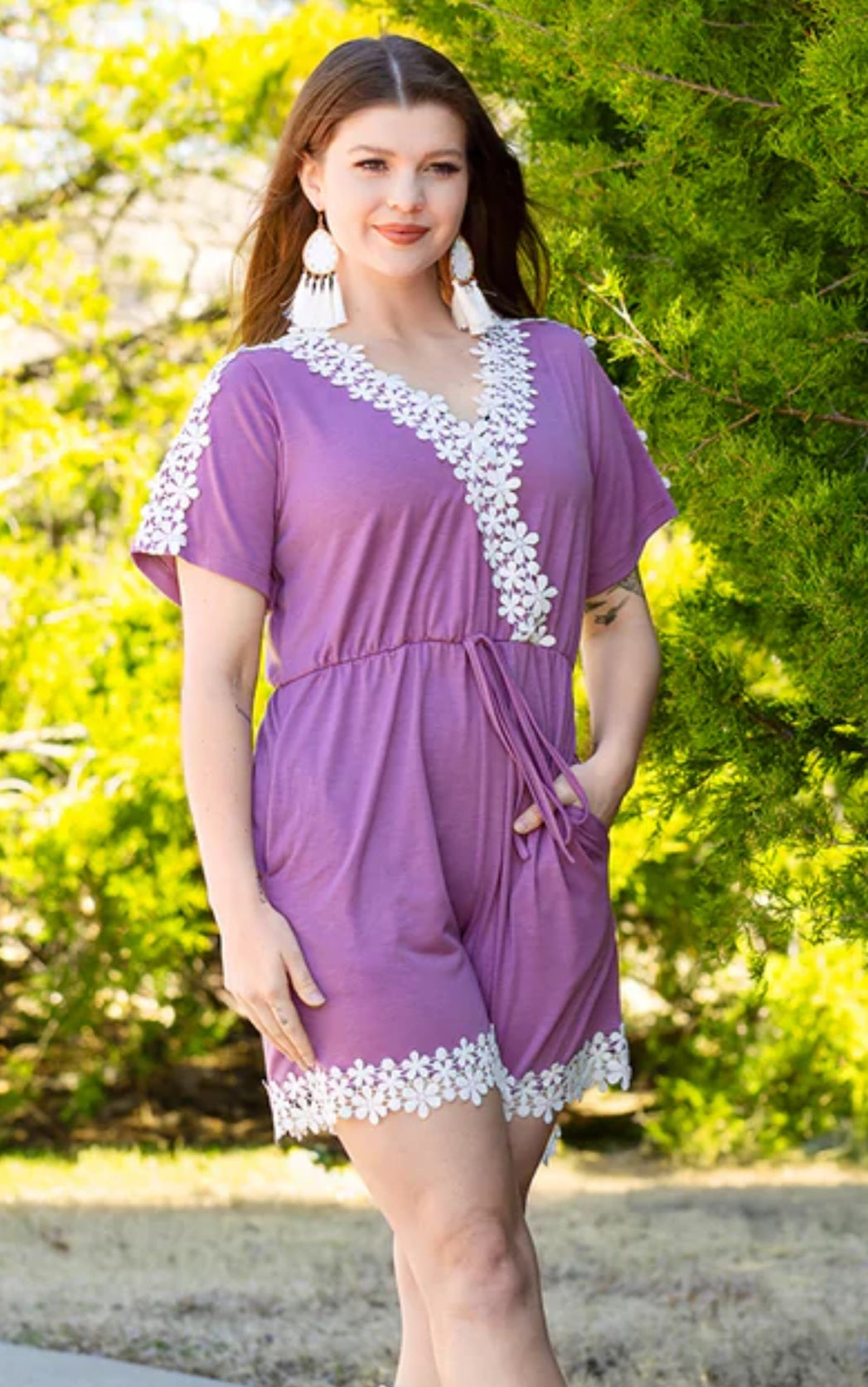 Lavender Romper with Flowers