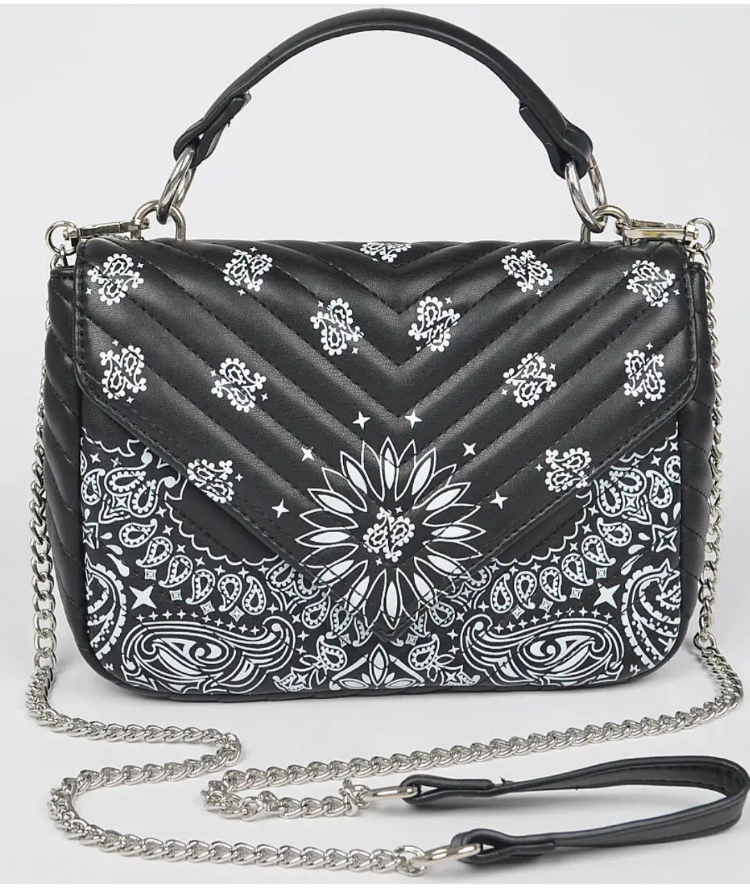Quilted Bandana Faux Leather Crossbody