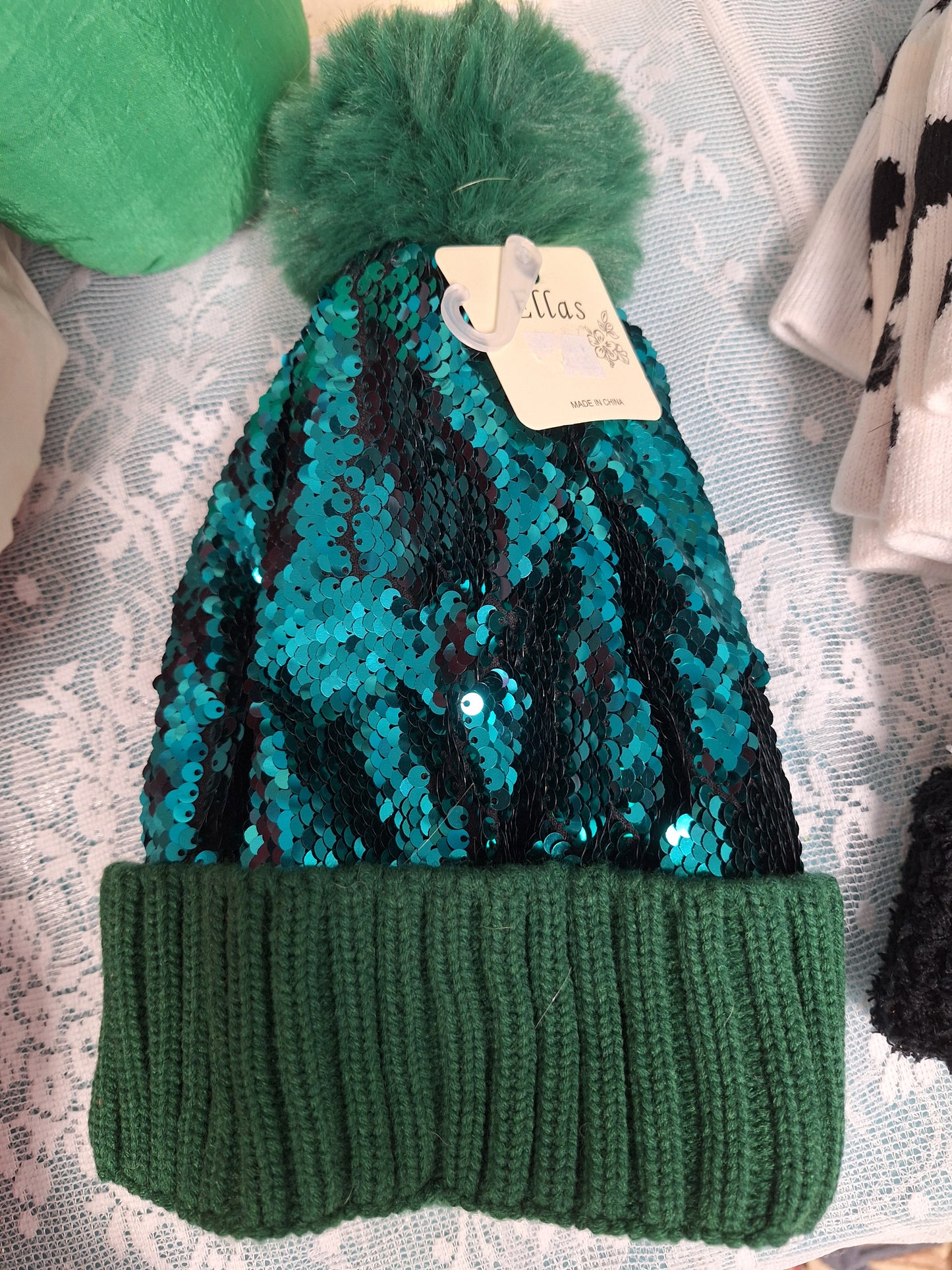 Green Sequin Beanie