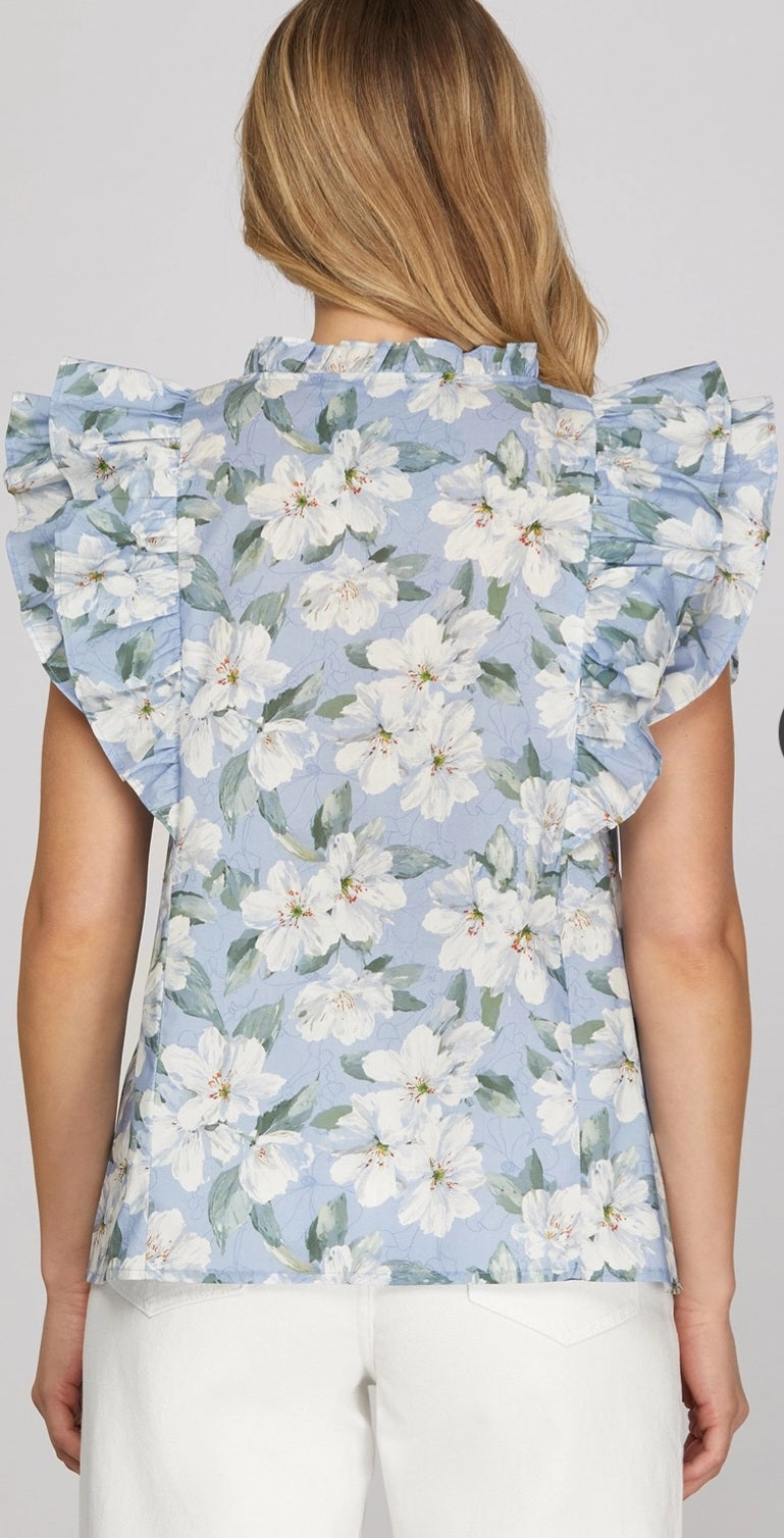 Blue Floral Top