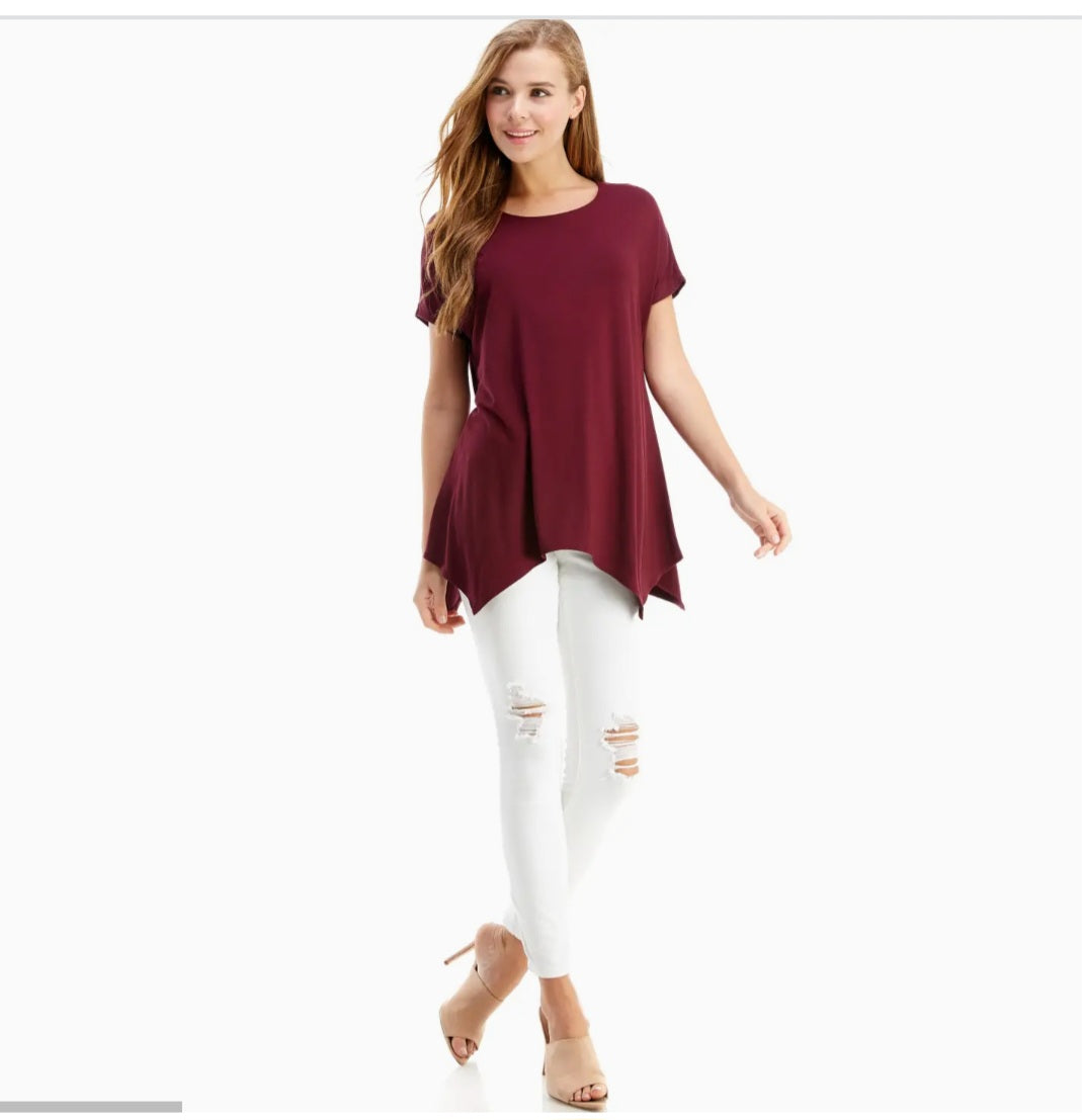 Wine Asymmetrical Tunic