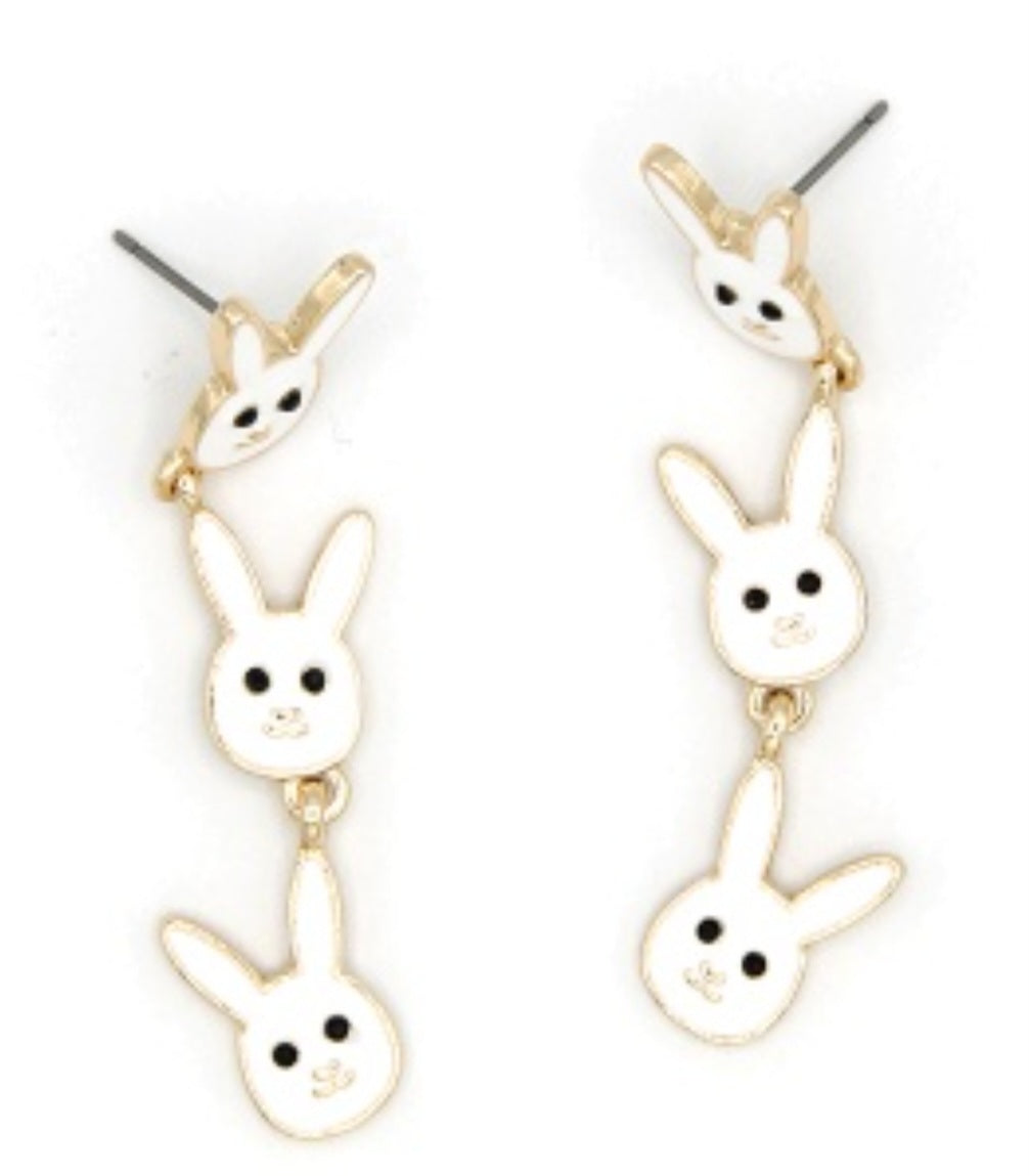 White Rabbit Drop Earrings