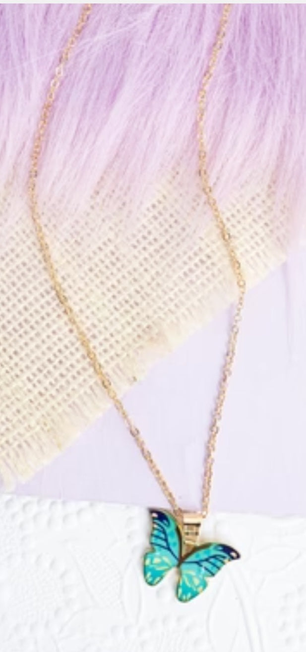 Mint Butterfly Necklace