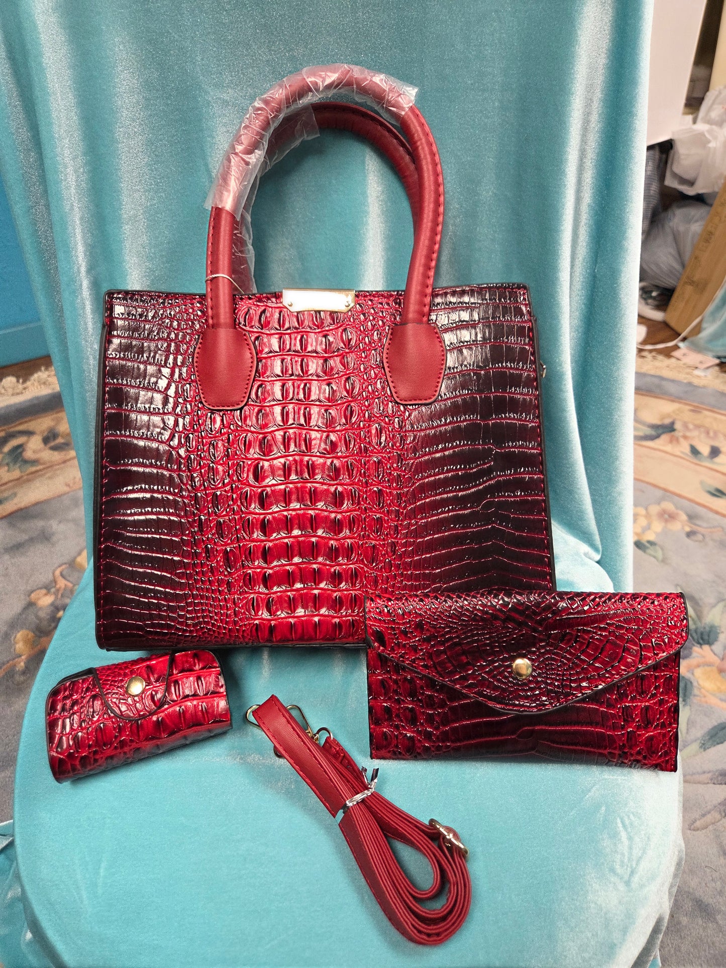 Ostrich Purse Red