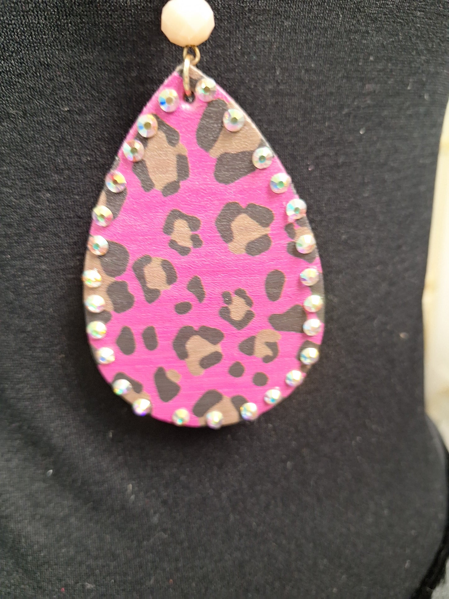 Pink Beaded Leo Teardrop