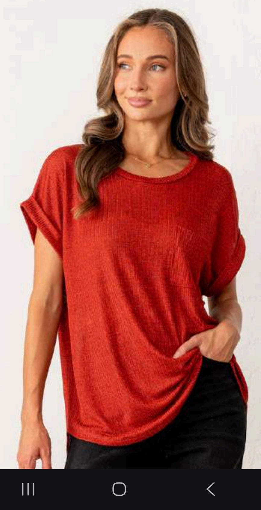 Rust Cuff Sleeve Top