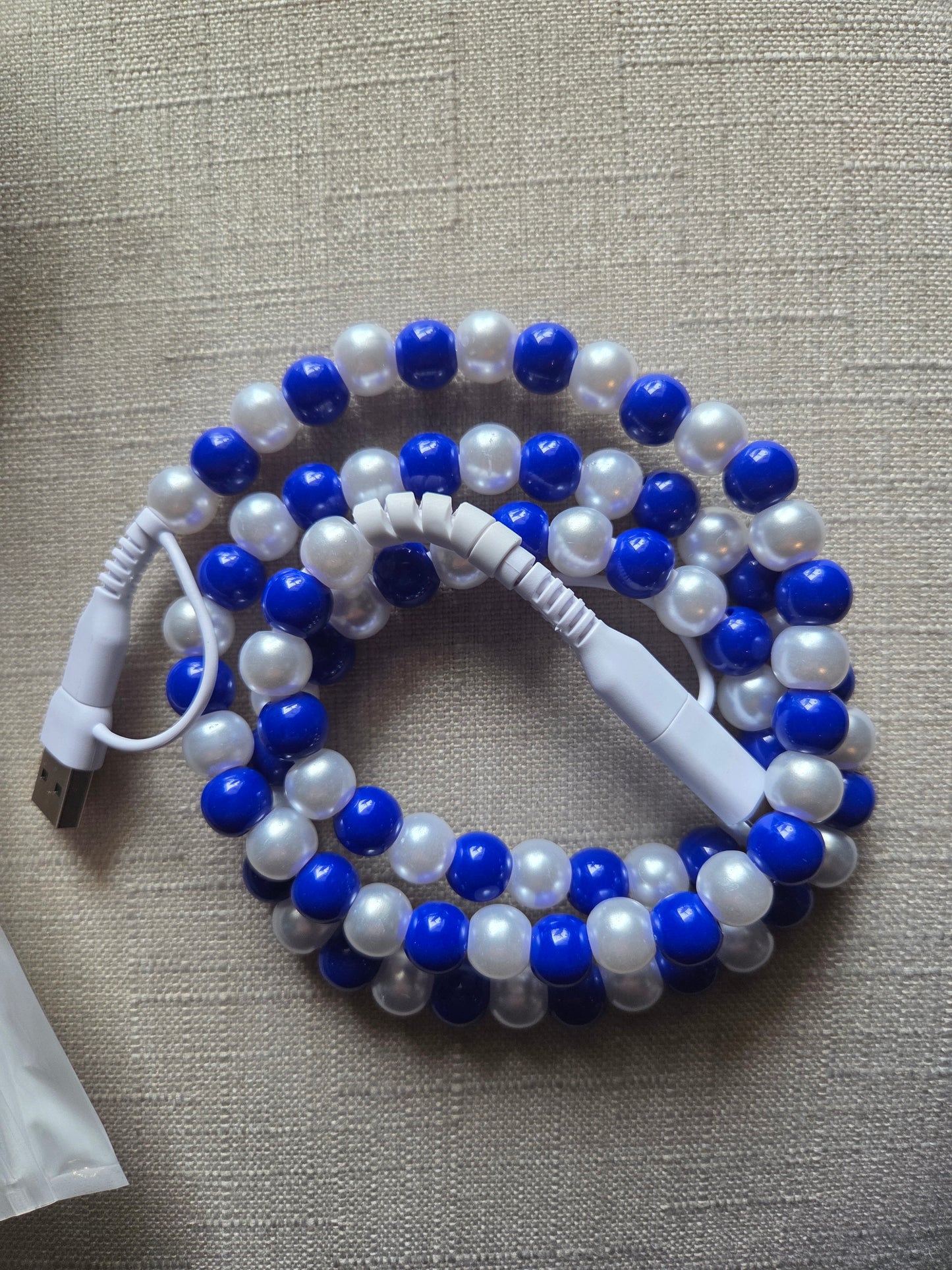 4 Way Charging Cord Royal Blue/White